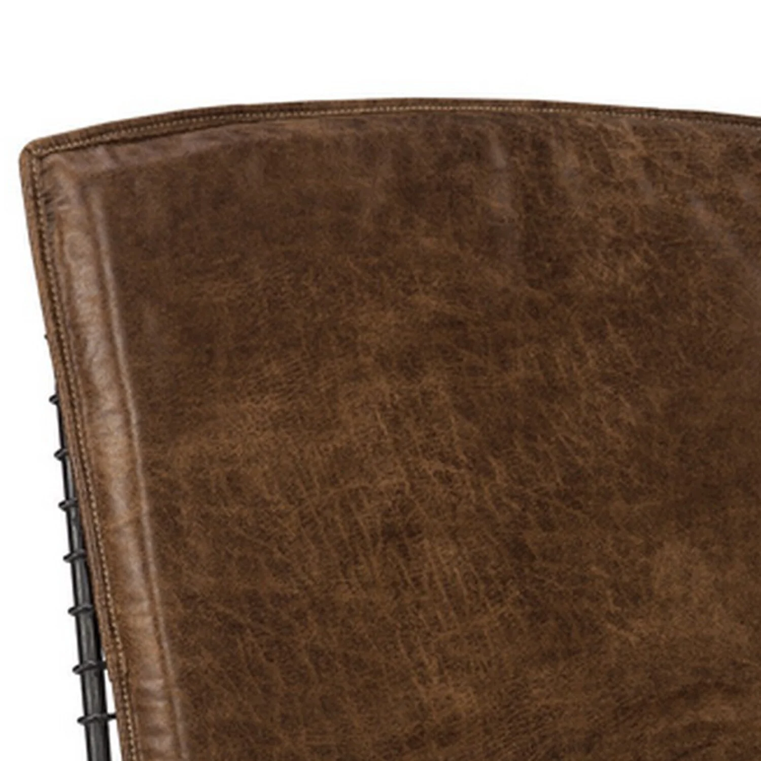 Benjara Grid Metal Leatherette Side Chairs with Sled Base, Set of 2, Brown and Black