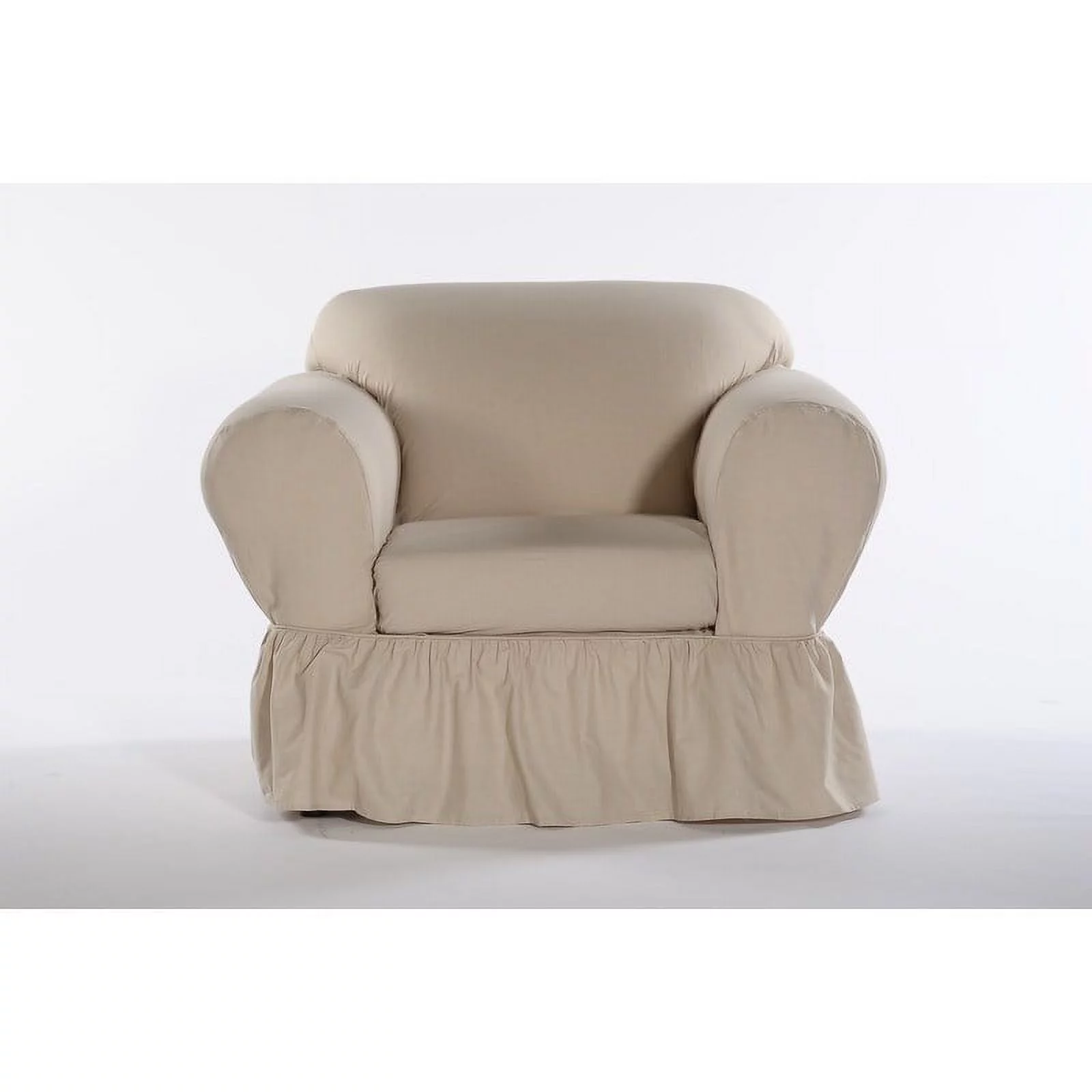 Classic Slipcovers Washed cotton Ruffled 2 piece chair slipcover Grey