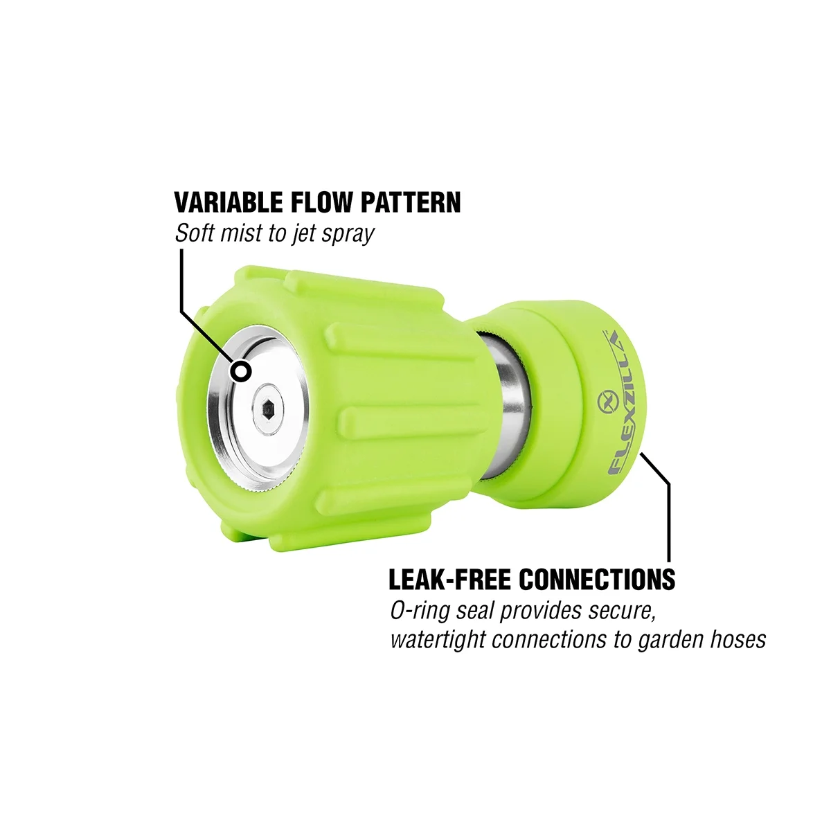 Flexzilla® Garden Hose Nozzle - Heavy Duty Twist Action, Metal Construction, ZillaGreen™