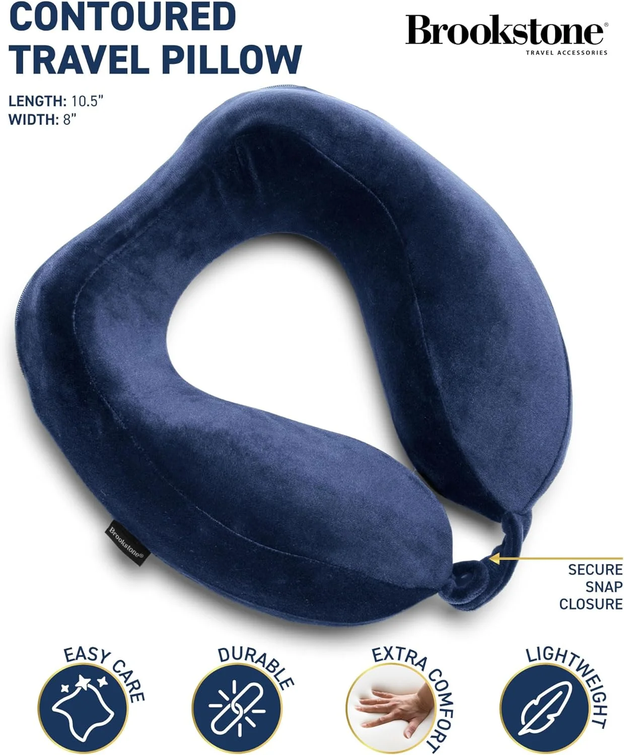 Brookstone Contoured Memory Foam Head and Neck Travel Pillow Ergonomic and Lightweight