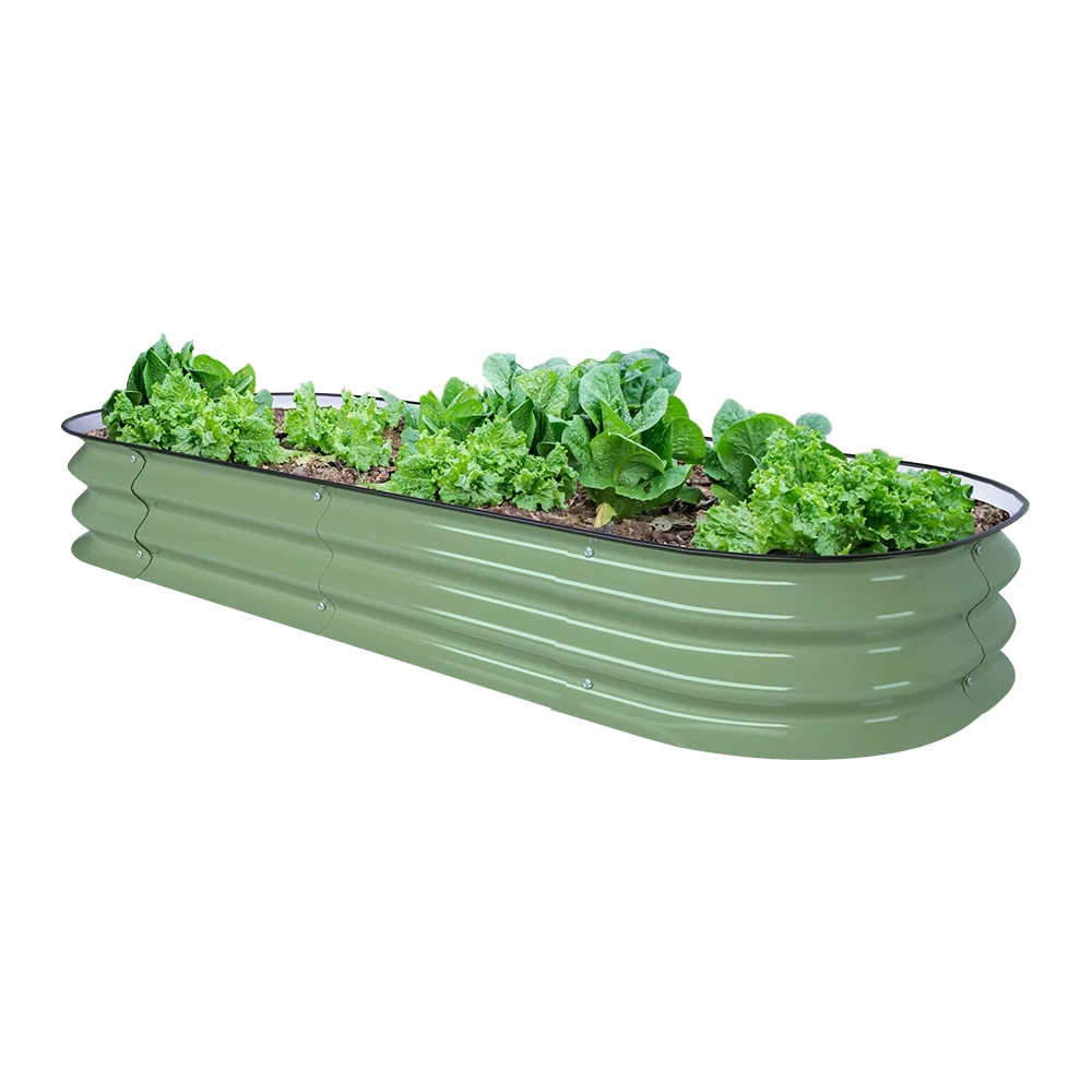 VEGEGA 8'' Tall 5'x2' Green Metal Modular Corrugated Raised Garden Bed Kit (4 in 1）