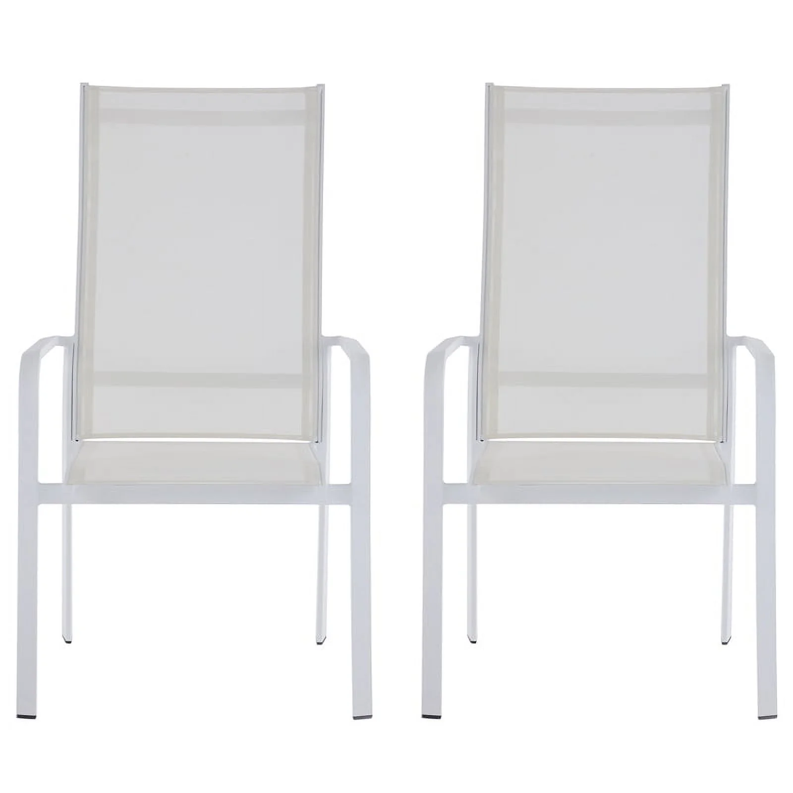 Afuera Living Matte White High Back Outdoor Chair w/ Sling Seat (Set of 2)