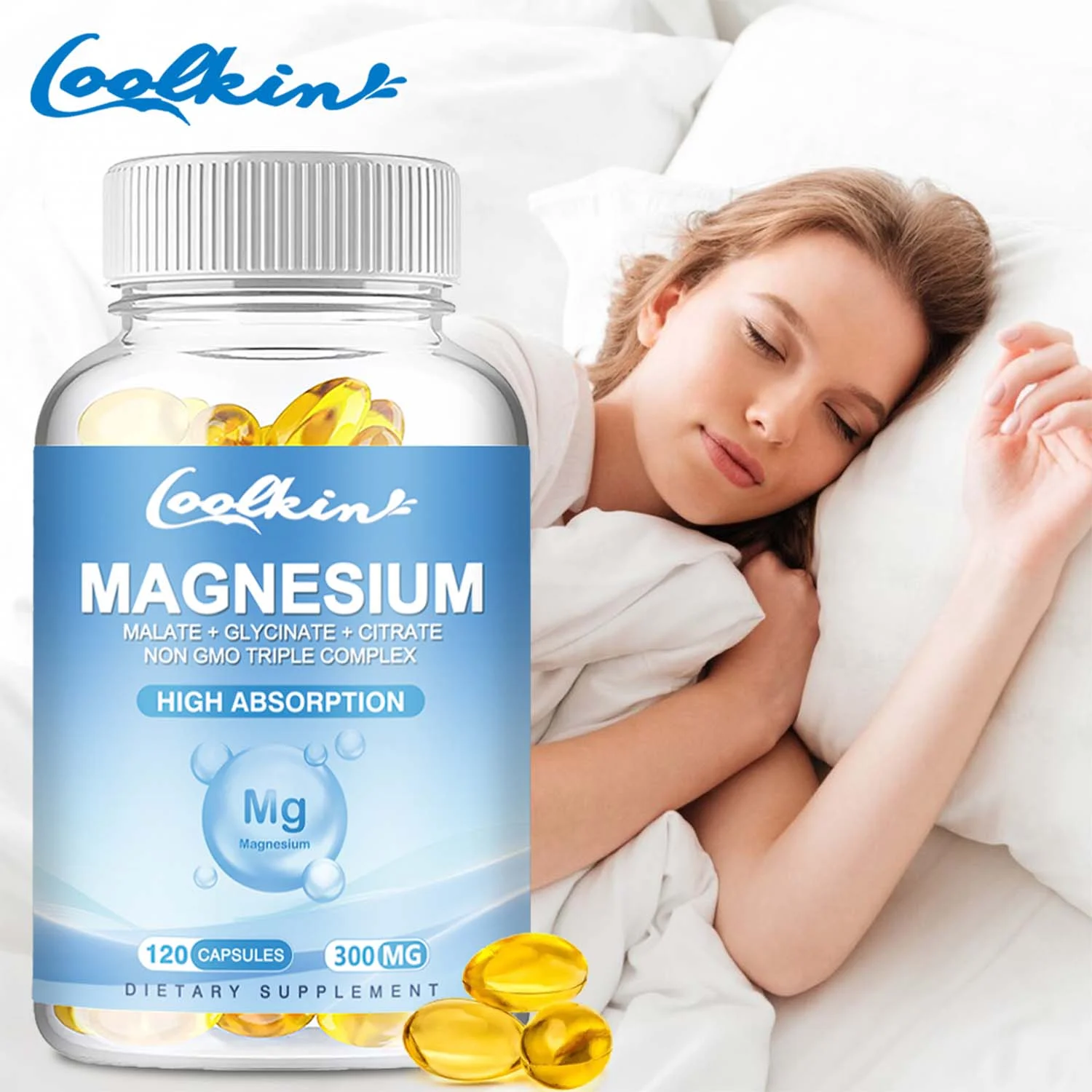 Coolkin Triple Magnesium Complex - Magnesium Malate, Glycinate, Citrate -Muscle Health(30/60/120pcs)