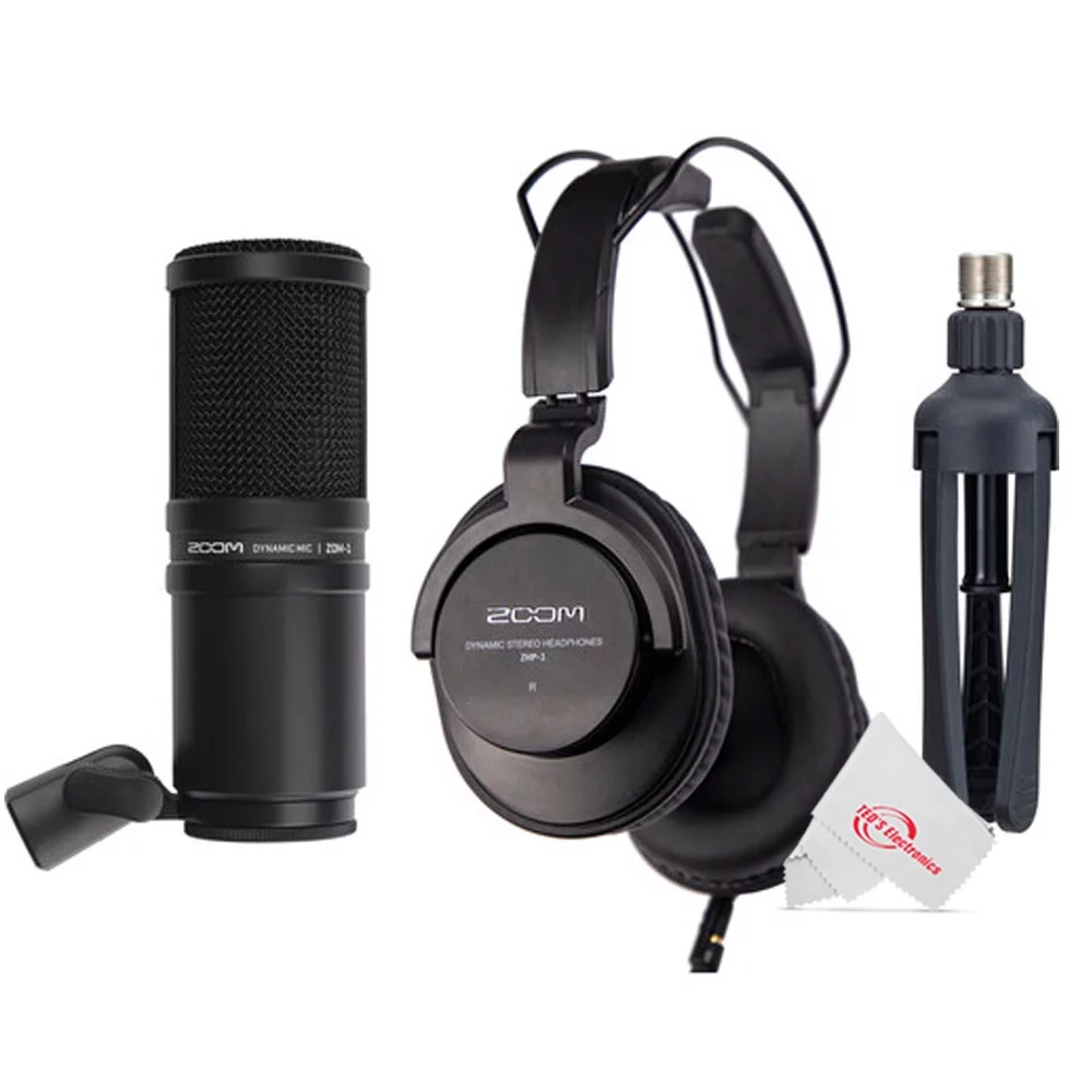 Zoom PodTrak P8 Portable Multitrack Podcast Recorder + 3x Zoom ZDM-1 Podcast Mic Pack Accessory Bundle