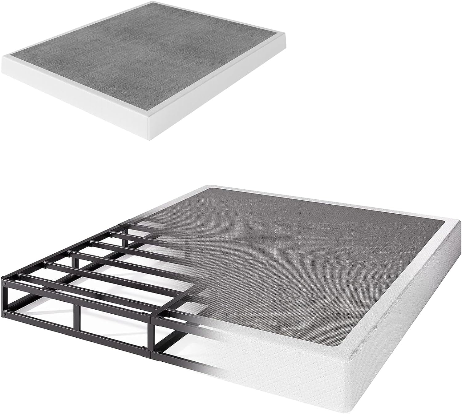 YILAN 9 Inch Box Spring Queen,Metal Queen Size Box Only Basics Bed Base, Mattress Foundation,Black Sturdy Heavy Duty Structure with Cover,Noise Free,Easy Assembly