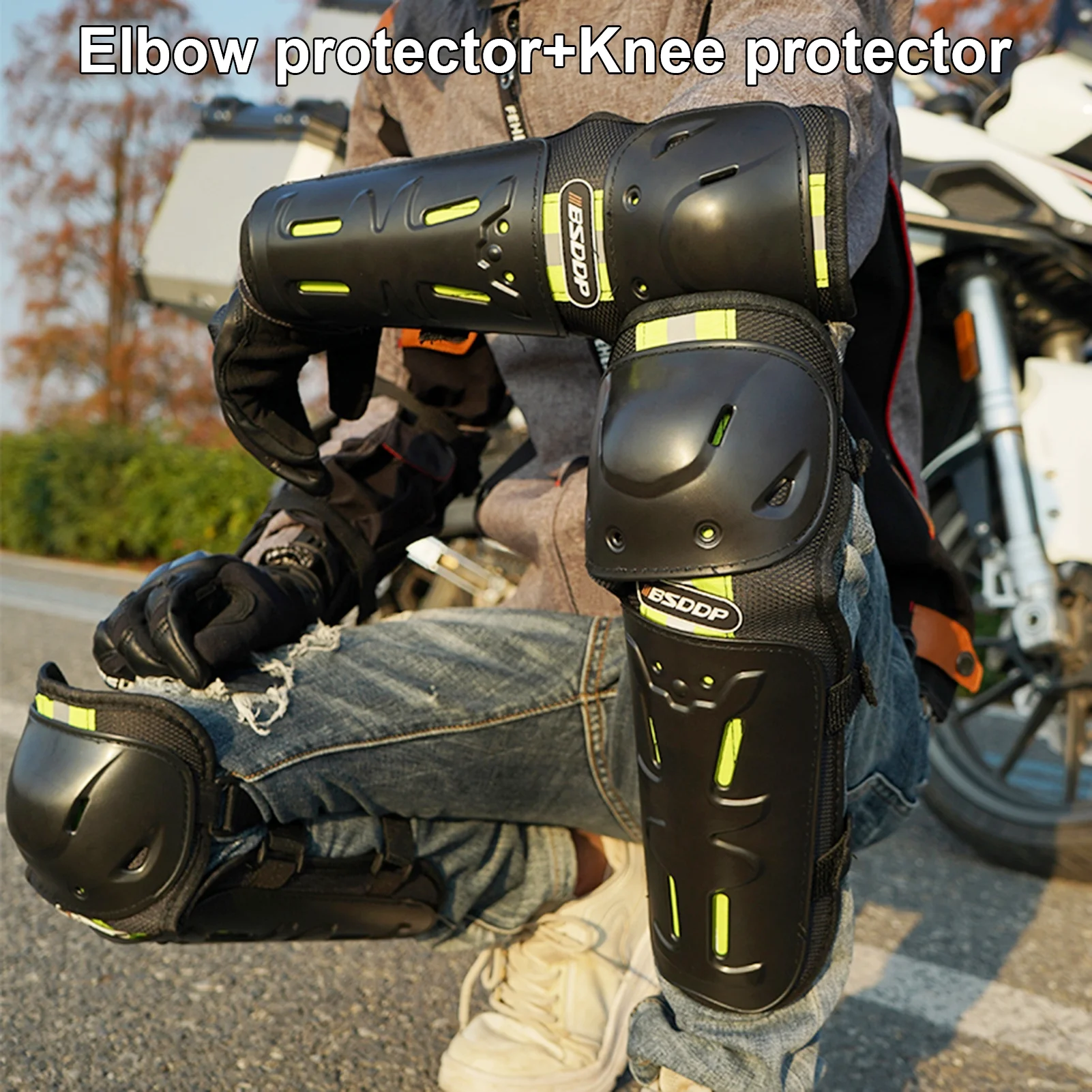 BSDDP Protective gear suits,4 Piece Set Knee Pads HUIOP Knee Conservation Knee Conservation Knee Pads - 4 Safety Set Breathable Knee OWSOO