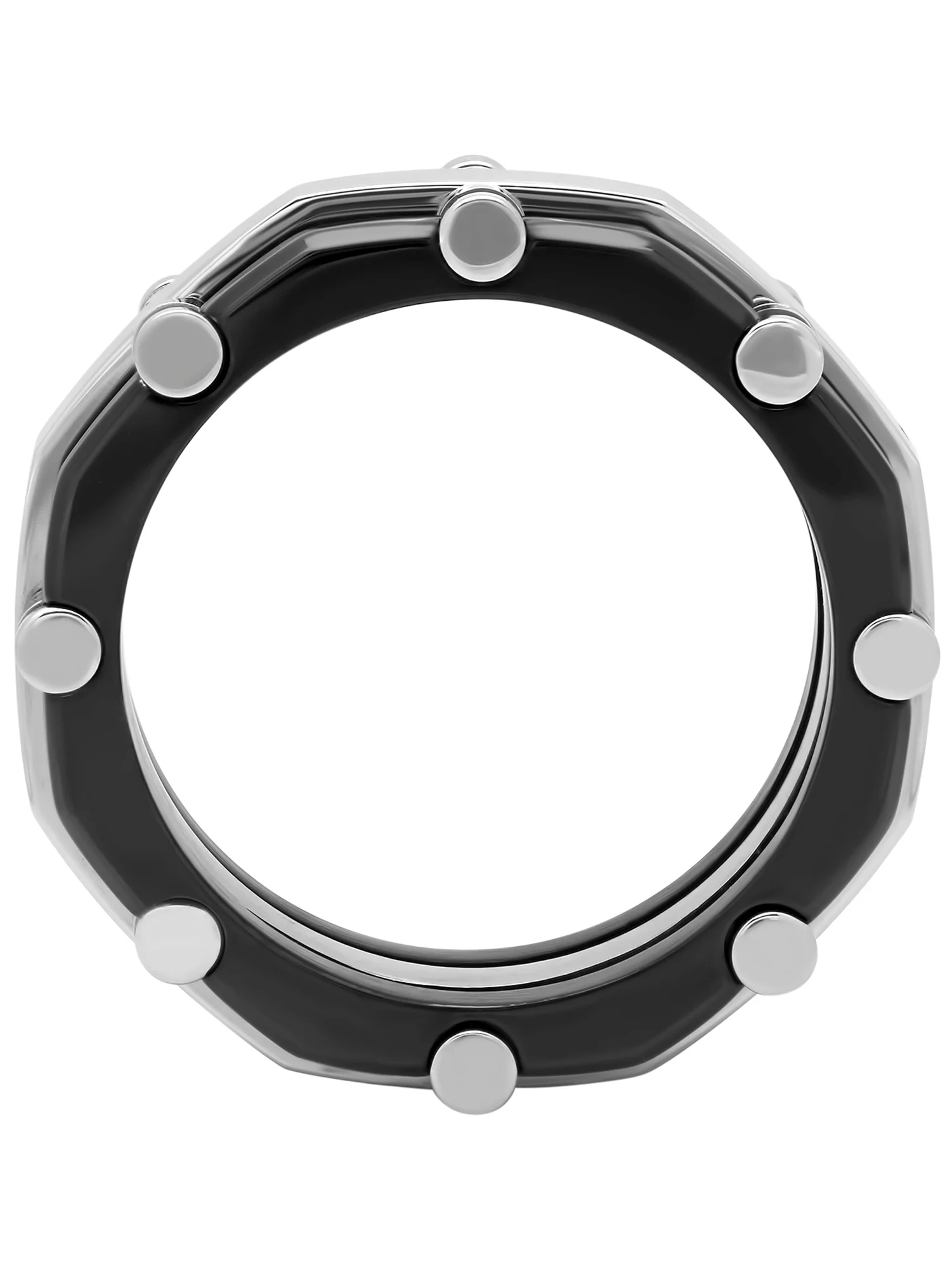 Mens Two-Tone Stainless Steel Black IP Layered Band - Mens Ring