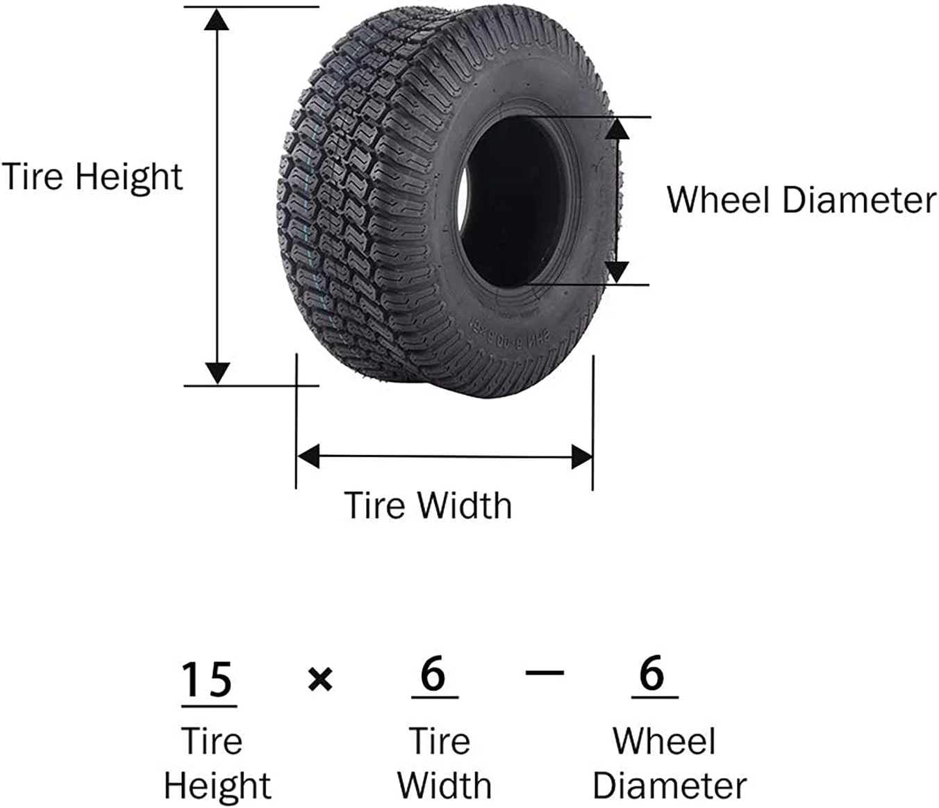 Set of 2 Lawn Mower Turf Tires 15x6.00-6 Lawn Garden Tractor Golf Cart Tires 15x6x6 4PR Tubeless