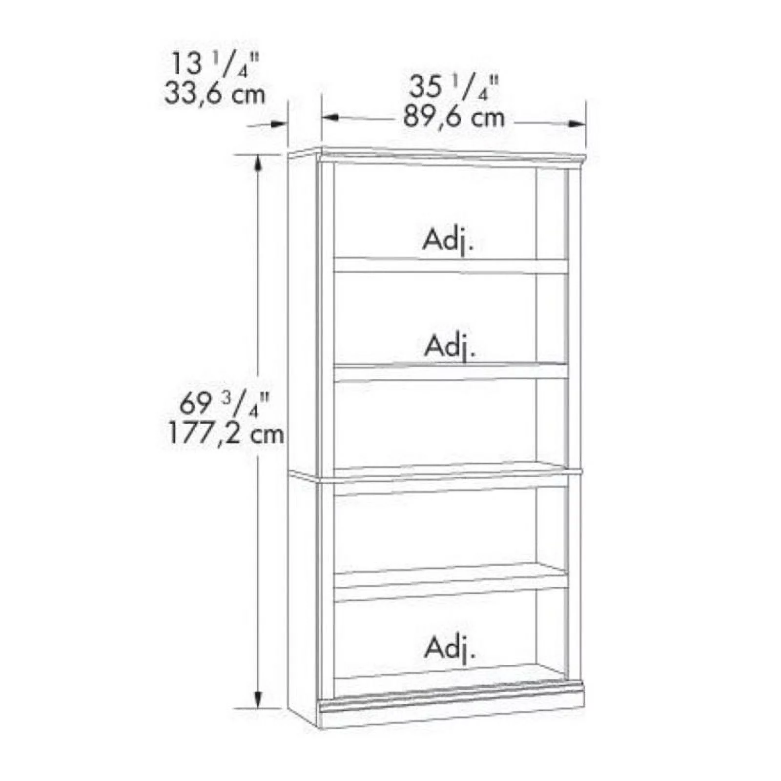 Bowery Hill Traditional 5 Shelf Wood Bookcase in Select Cherry