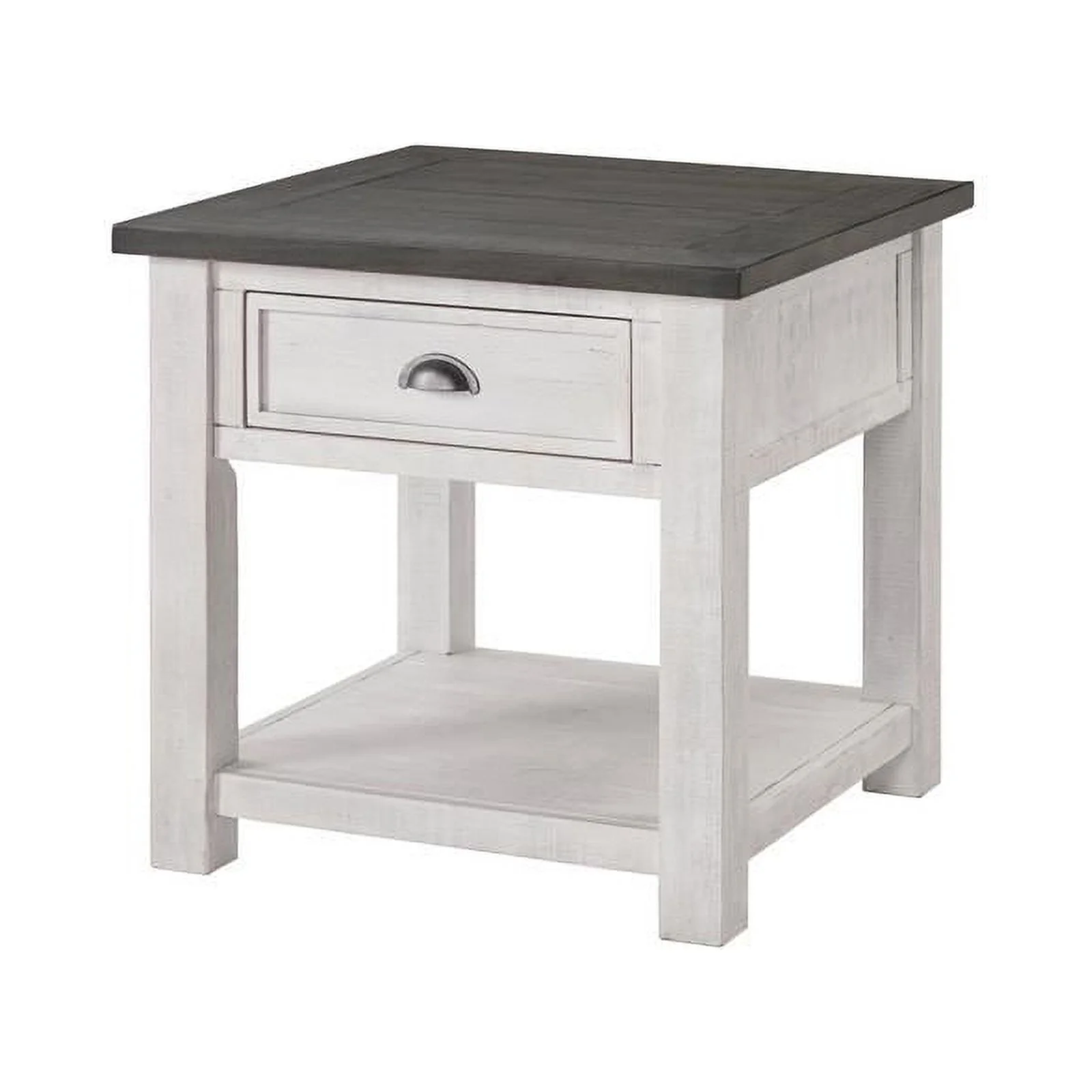 Home Square 2-Piece Set with Monterey Coffee Table & End Table in White and Gray