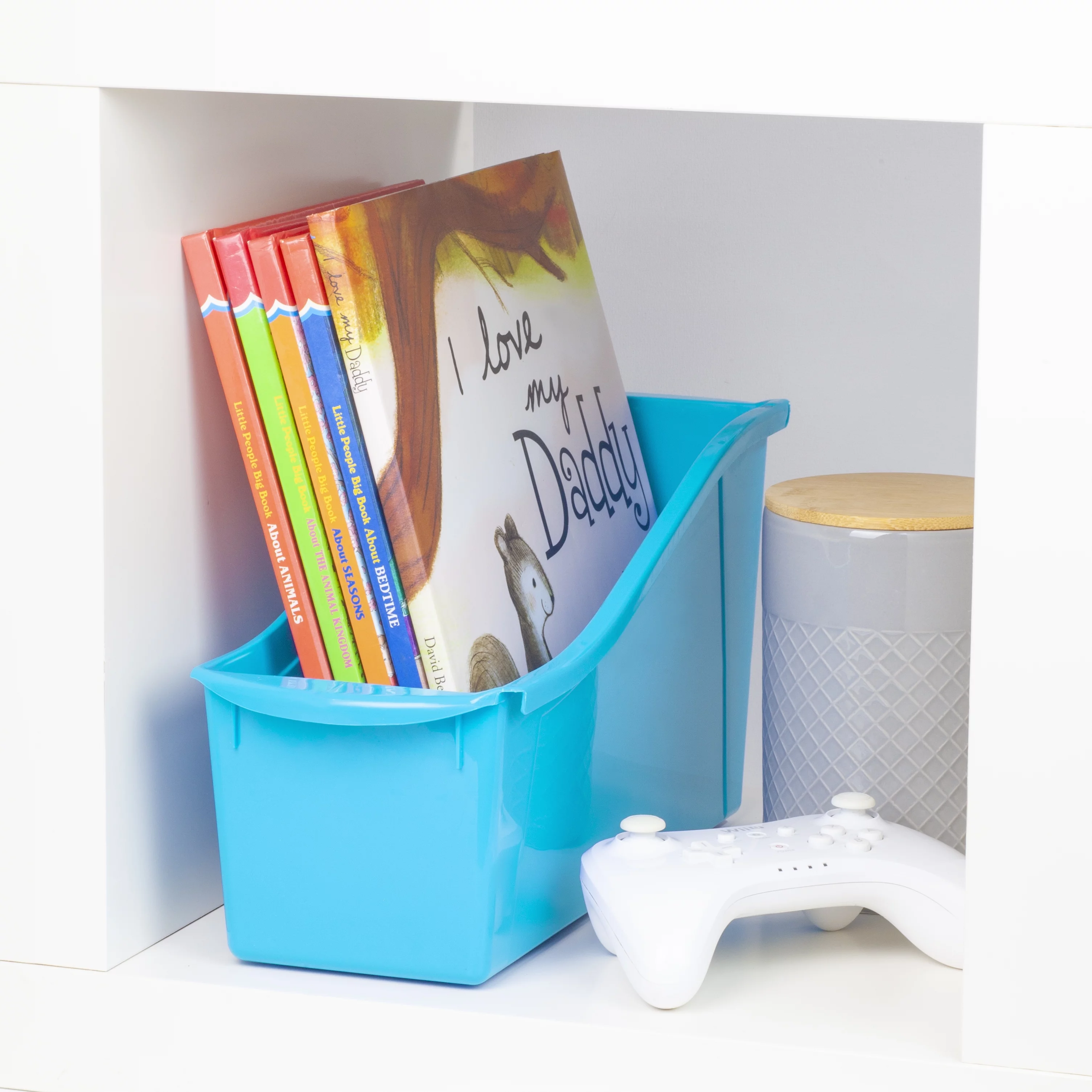 Pen+Gear Plastic Desktop Book Organzer Bin with Label Pocket, Hawaiian Ocean, 6-Pack