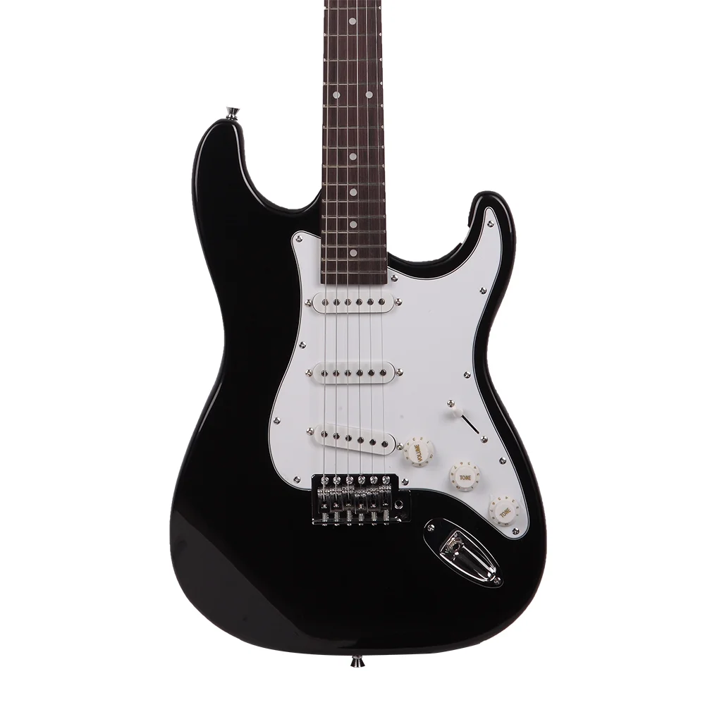 BMTBUY Rosewood Fingerboard Electric Guitar Black w/ White