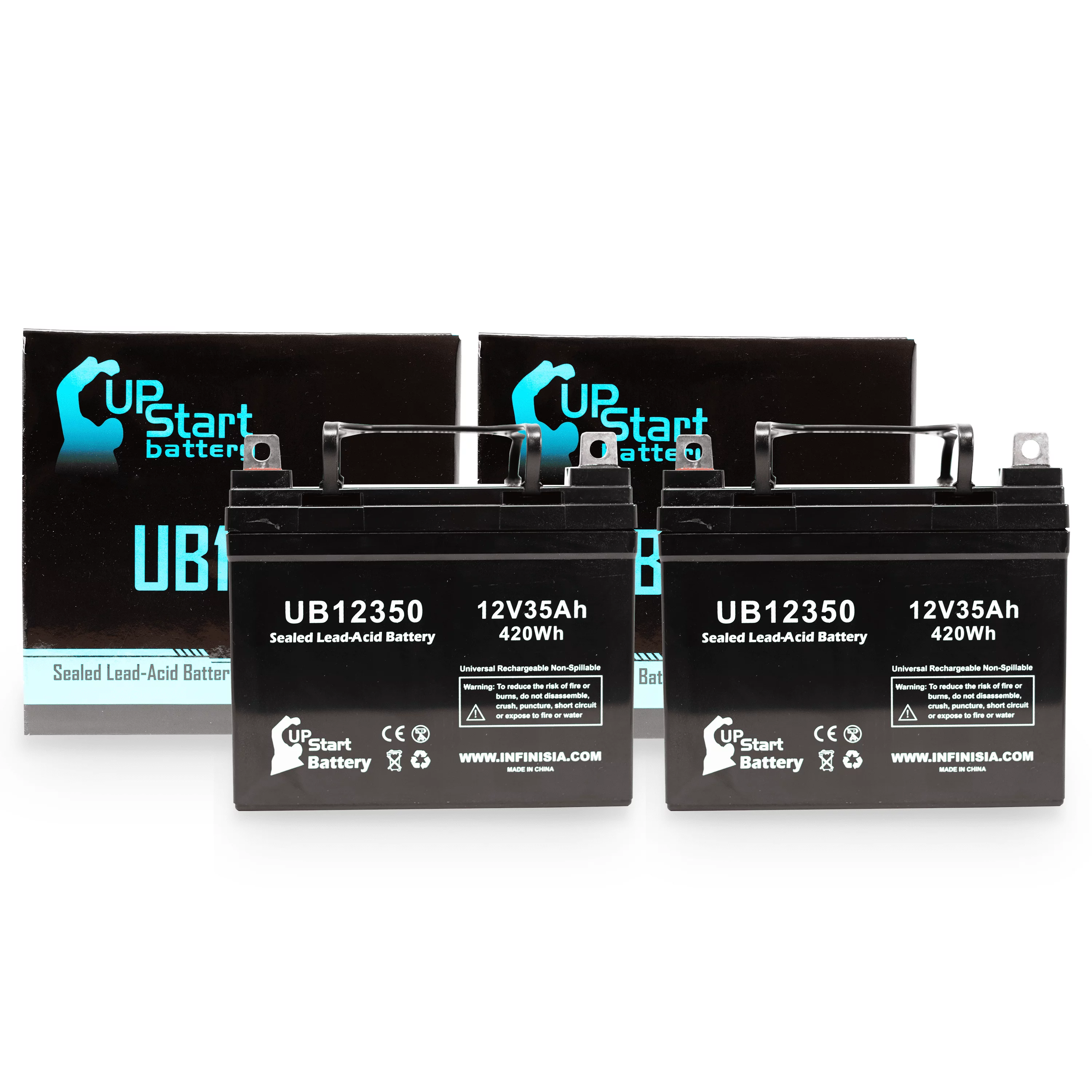 2x Pack - Pride Victory 10 Battery Replacement - UB12350 Universal Sealed Lead Acid Battery (12V, 35Ah, 35000mAh, L1 Terminal, AGM, SLA)