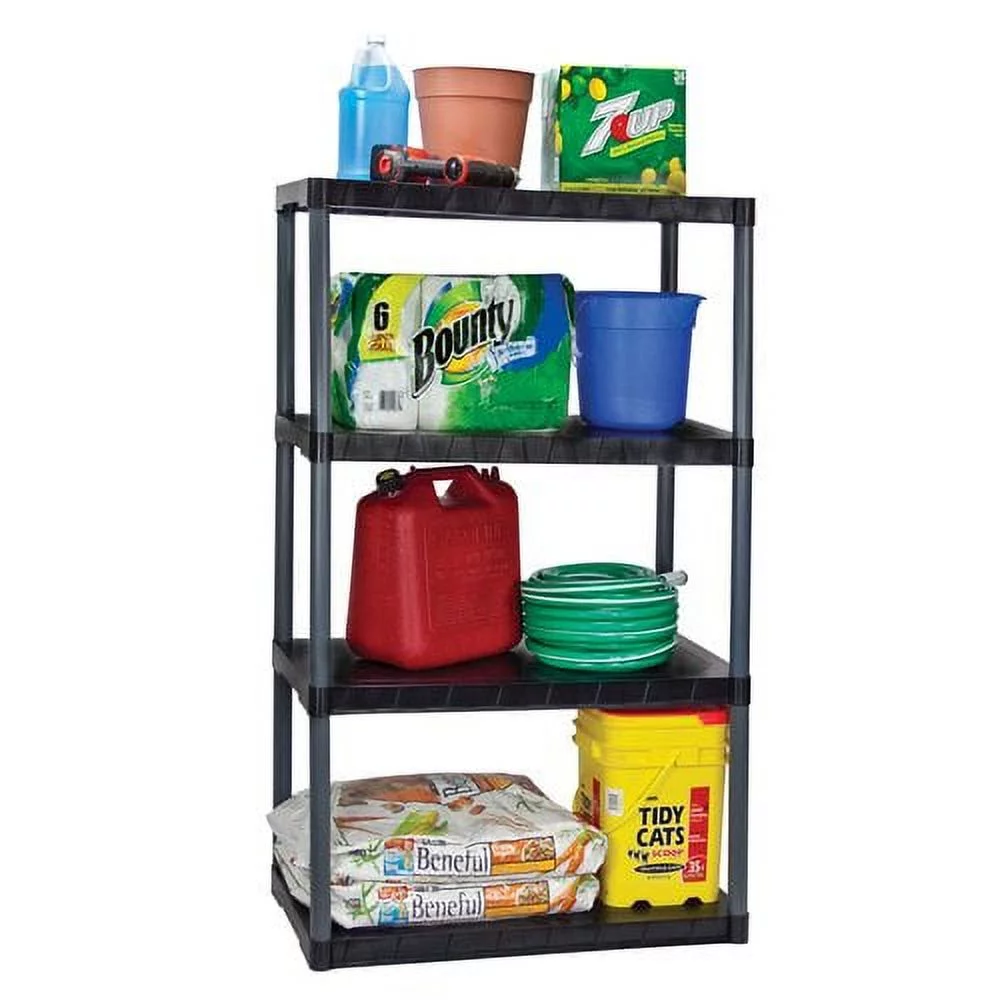 Plano 4-Tier Shelving Unit, Black