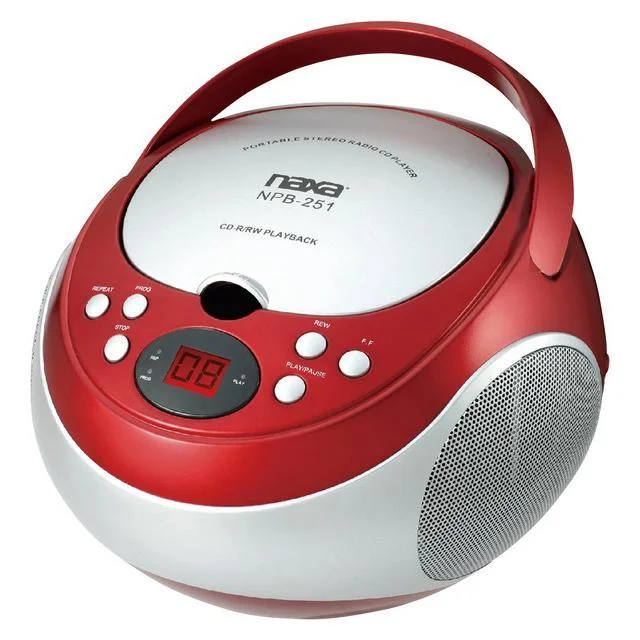 Naxa NPB251RED Portable CD Player with AM/FM Stereo Radio - Red
