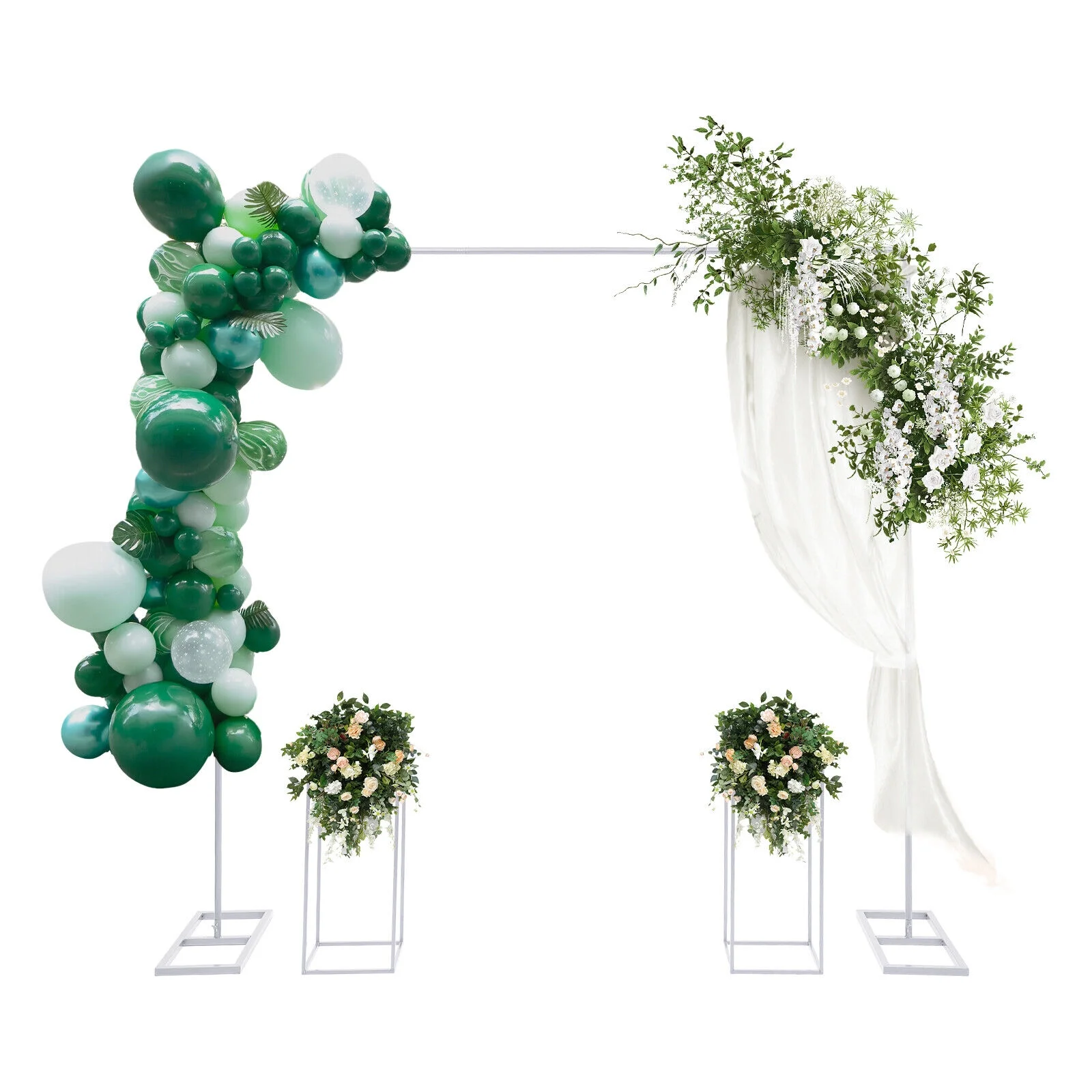 2x2M Modern White Square Metal Flower Wedding Arch Backdrop Stand for Wedding Party Decoration