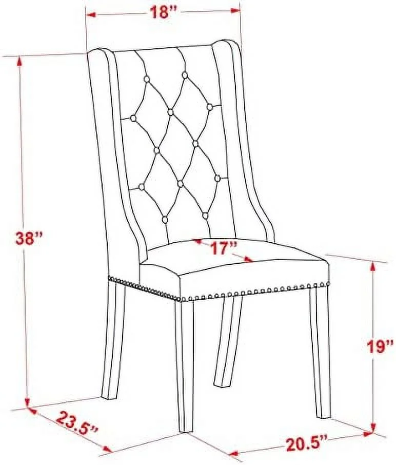 HBBOOMLIFE FOP2T44 Forney Parson Chairs - Button Tufted Nailhead Trim Light grey Faux Leather Padded Dining Chairs  Set of 2  Linen White