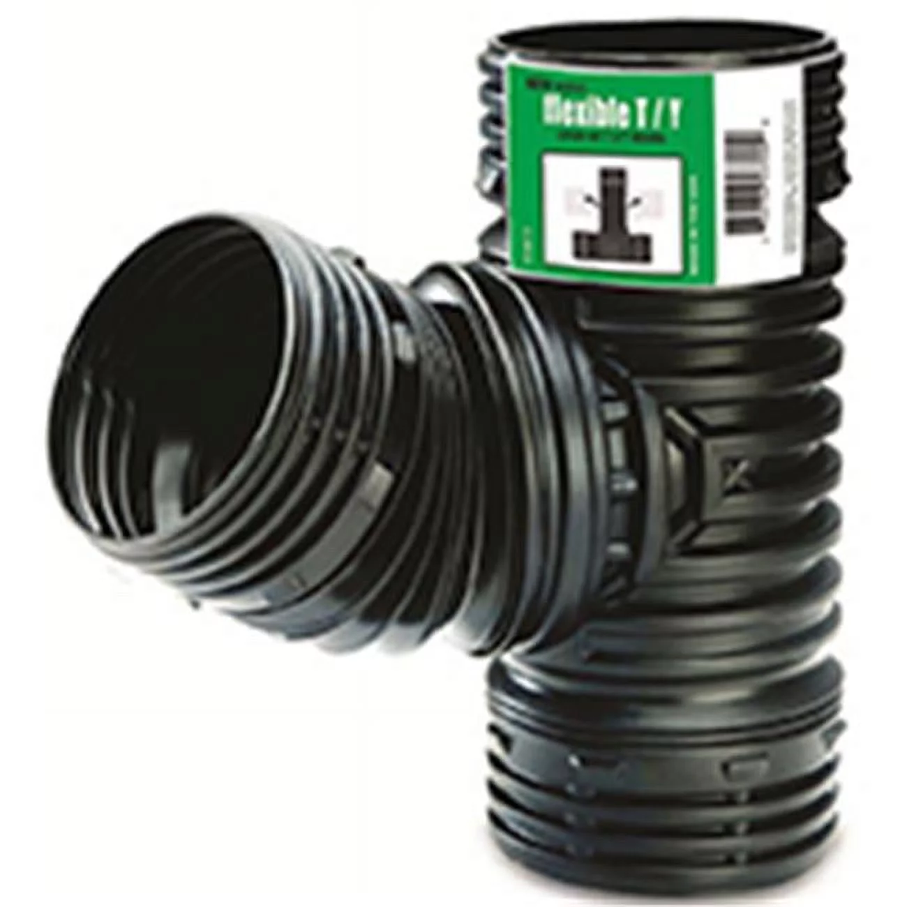 Flex-Drain ADP53702 Flexible T / Y, Landscaping Drain Pipe Adapter, 4inch, Black