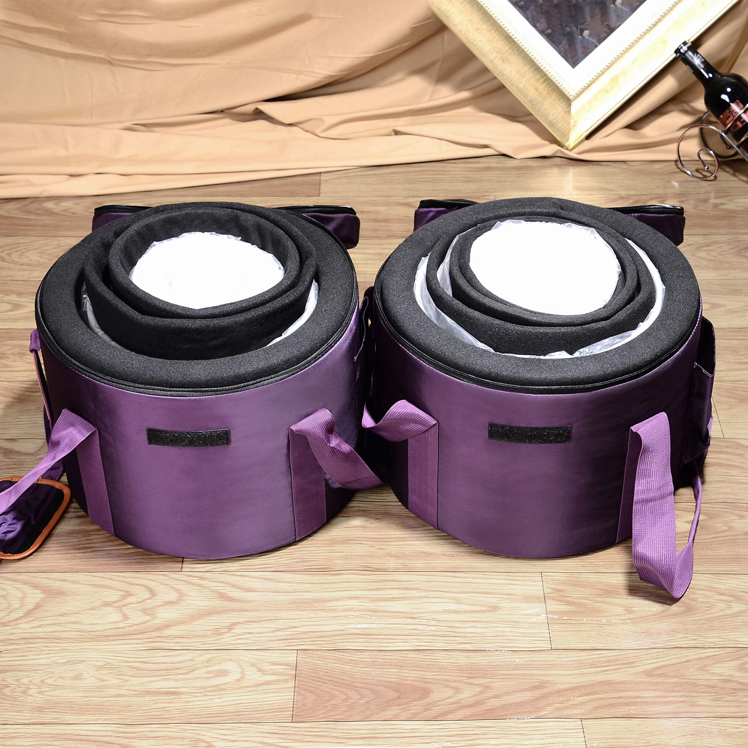TOPFUND 432Hz Chakra Set of 7 Black Crystal Singing Bowls 8-14 Inch with Heavy duty carrying cases and Suede Stick