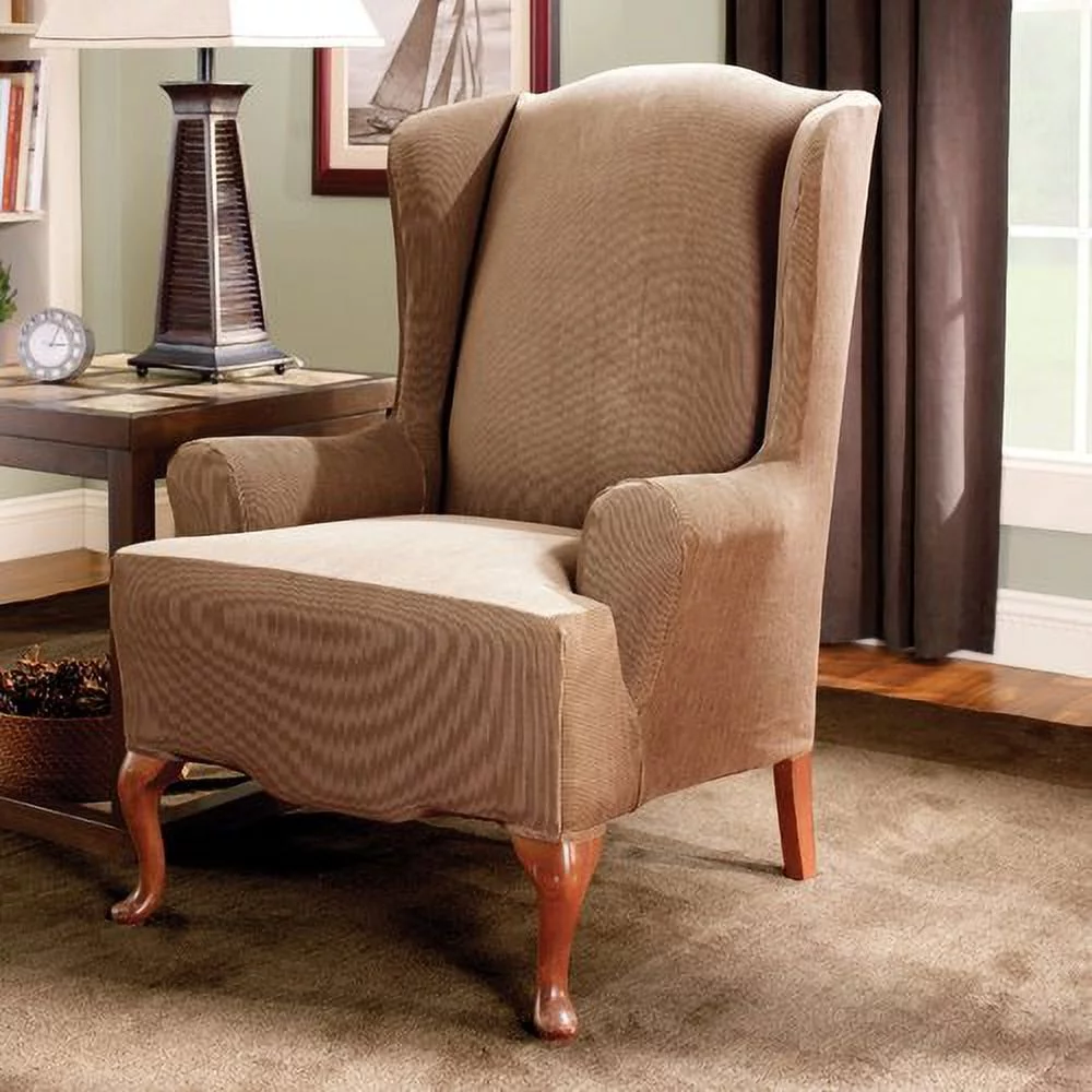 Sure Fit Stretch Stripe Wing Chair Slipcover