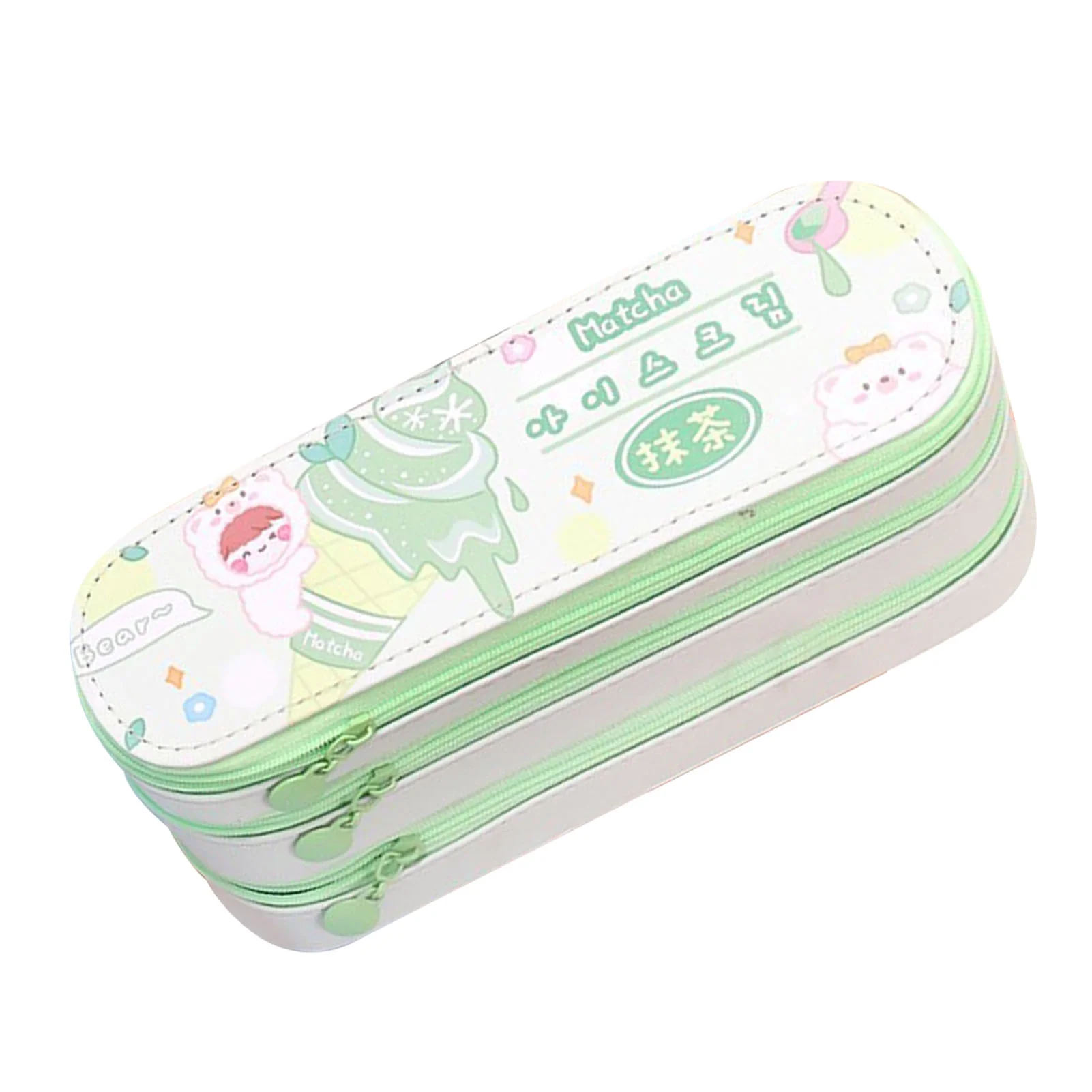 Dekaim Large Pencil Case Multipurpose Cute Stylish 3 Layers Large Capacity Pencil Pouch with Class Schedule for School Office College(Green)