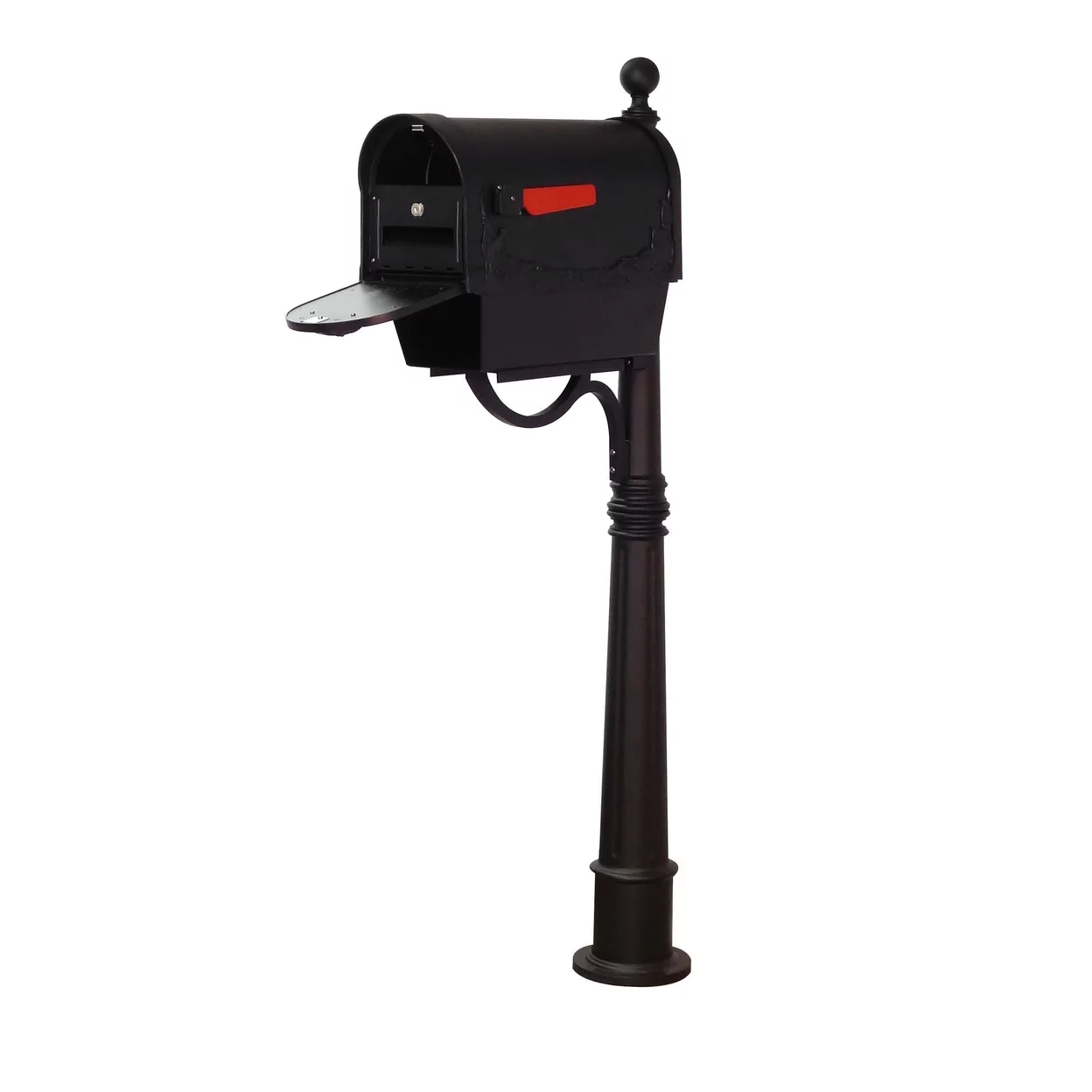 Floral Curbside Mailbox with Newspaper Tube, Locking Insert and Ashland Mailbox Post