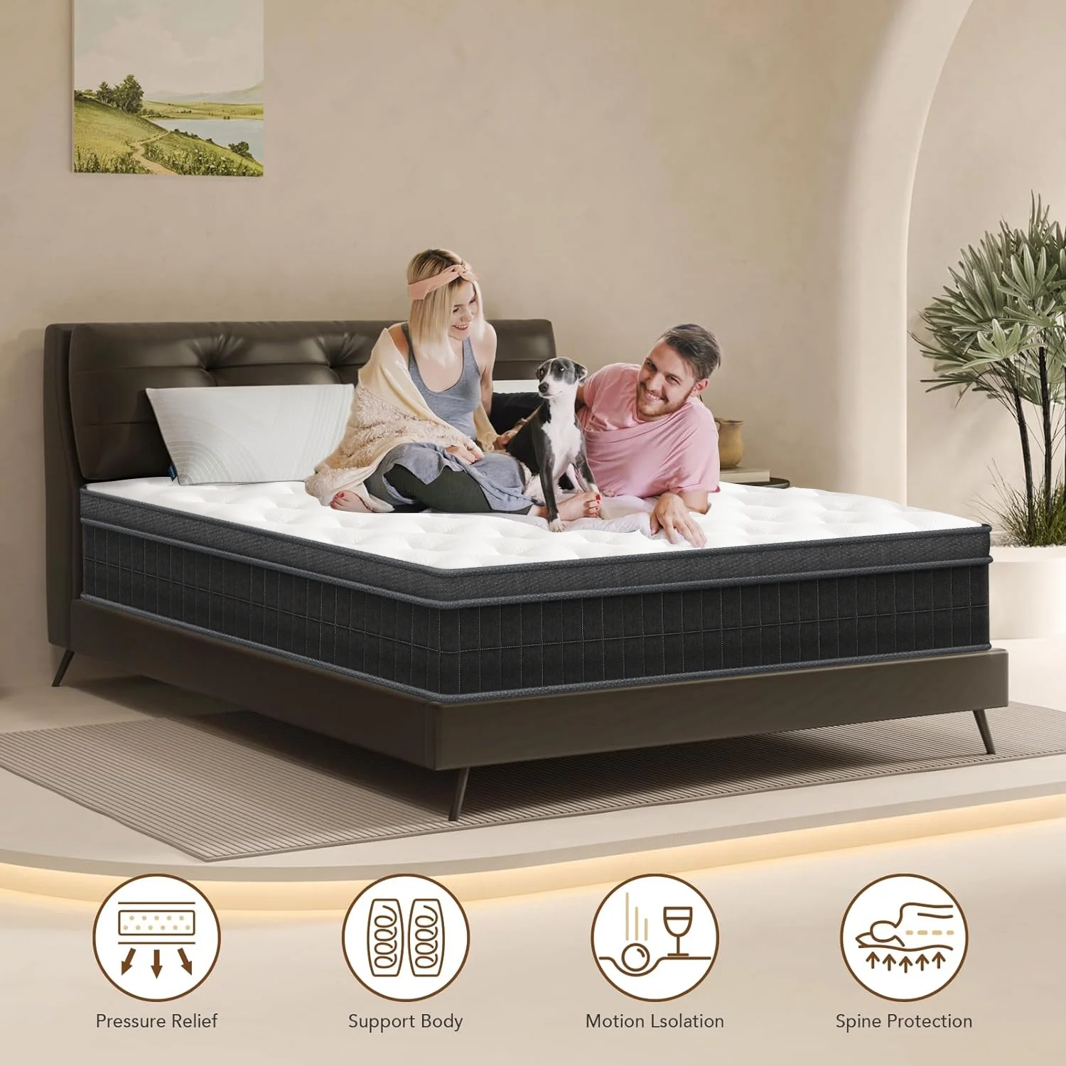 10 inch Mattress Twin Memory Foam Pocket Spring Hybrid Mattress in a Box Medium Firm