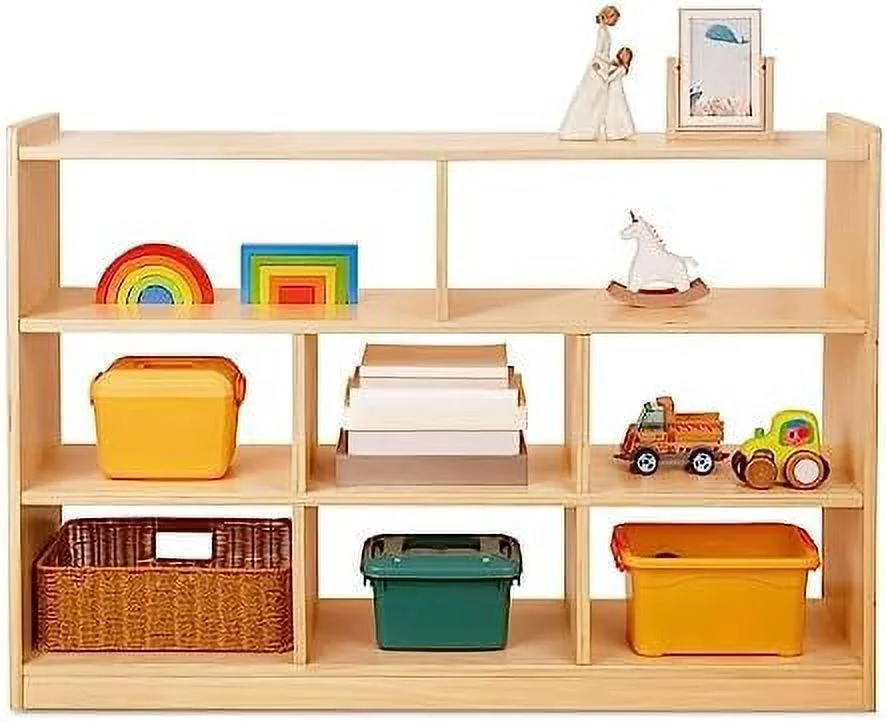 GEROBOOM Montessori  Toy Organizers and   8-Compartment Wood  Cabinet  Montessori Bookshelf for  Room  Playroom  Nursery  Classroom  Kindergarten
