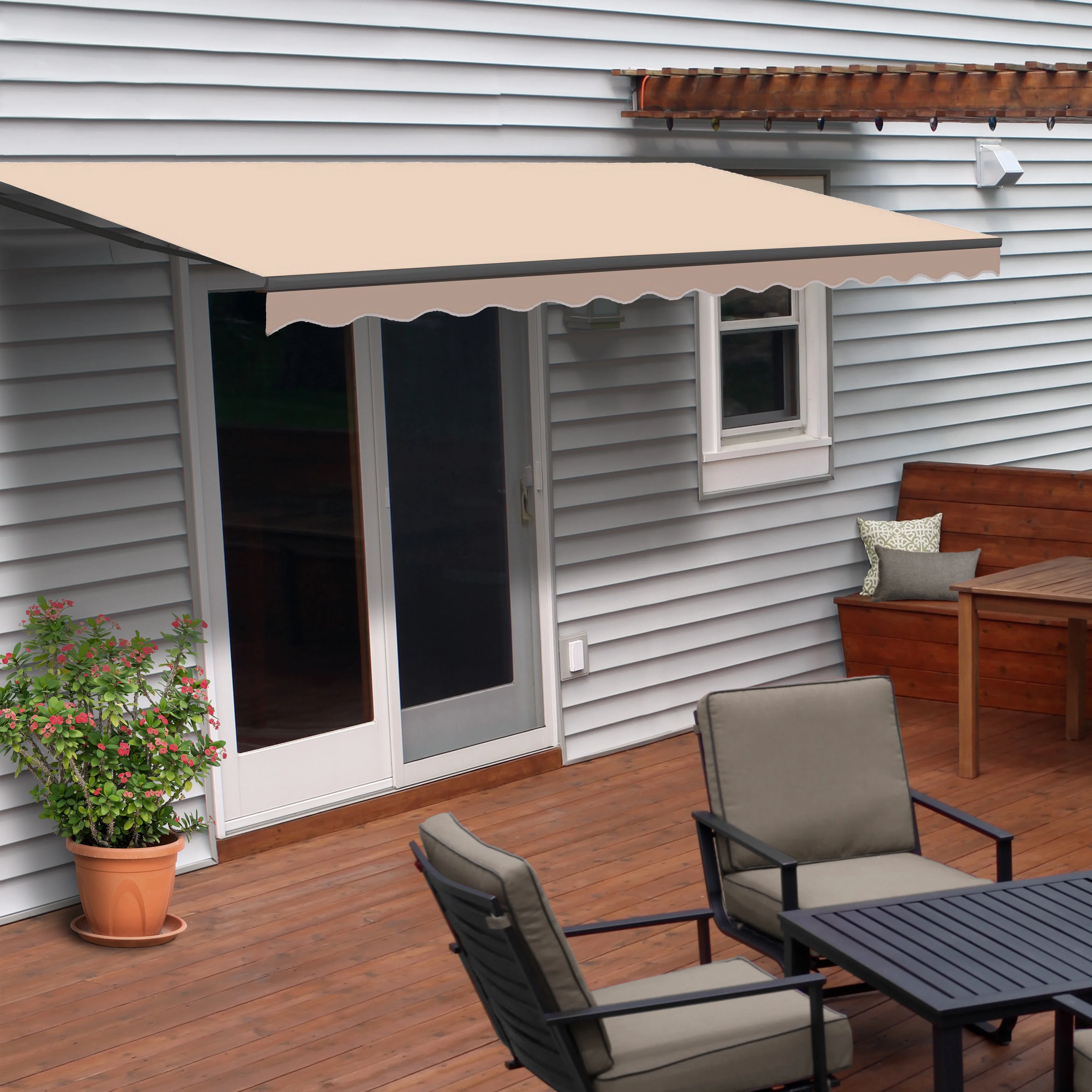 ALEKO 11.5' x 10' Beige Motorized Retractable Patio Awning