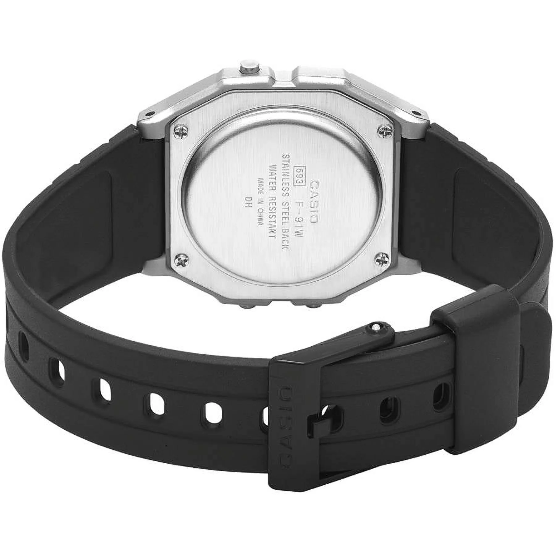 Casio Men's Casual Digital Black Resin Sport Watch, Silver Case F91WM-7A