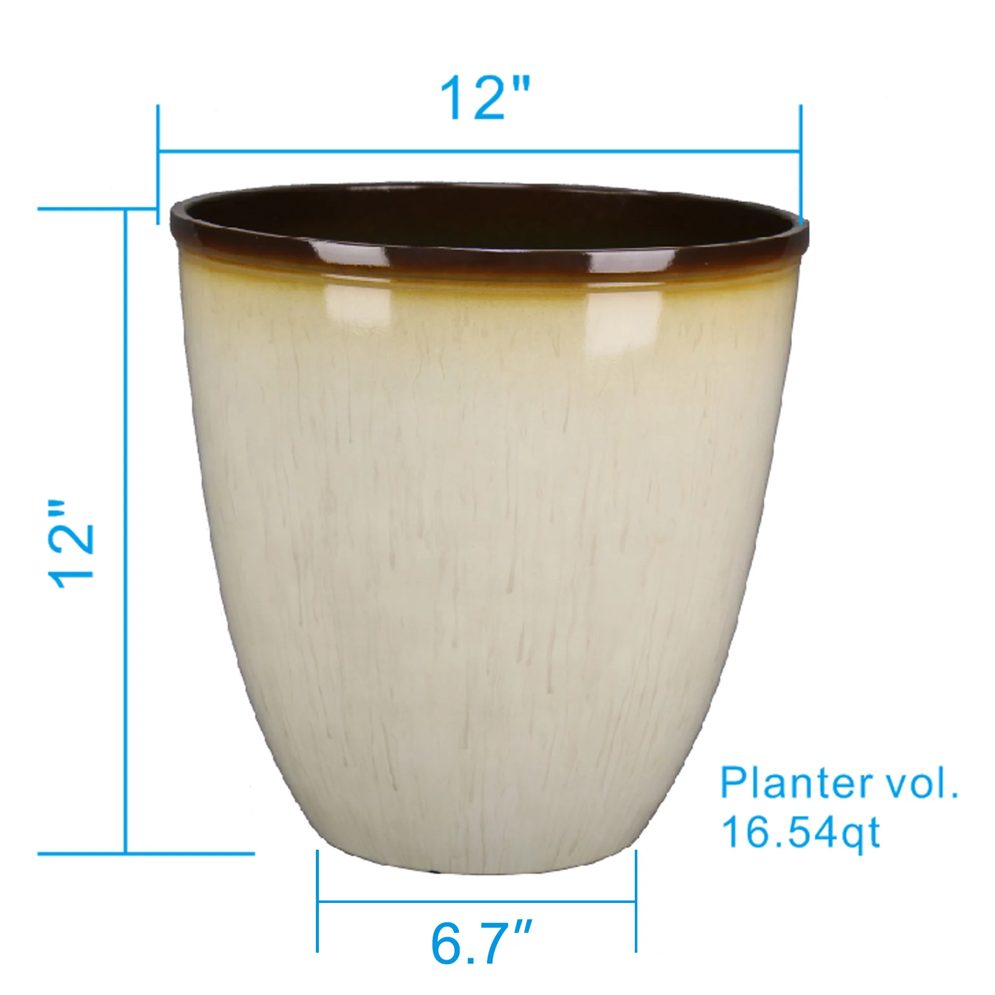 Better Homes & Gardens Salerno 12 inch Round Planter, White, Recycled Resin