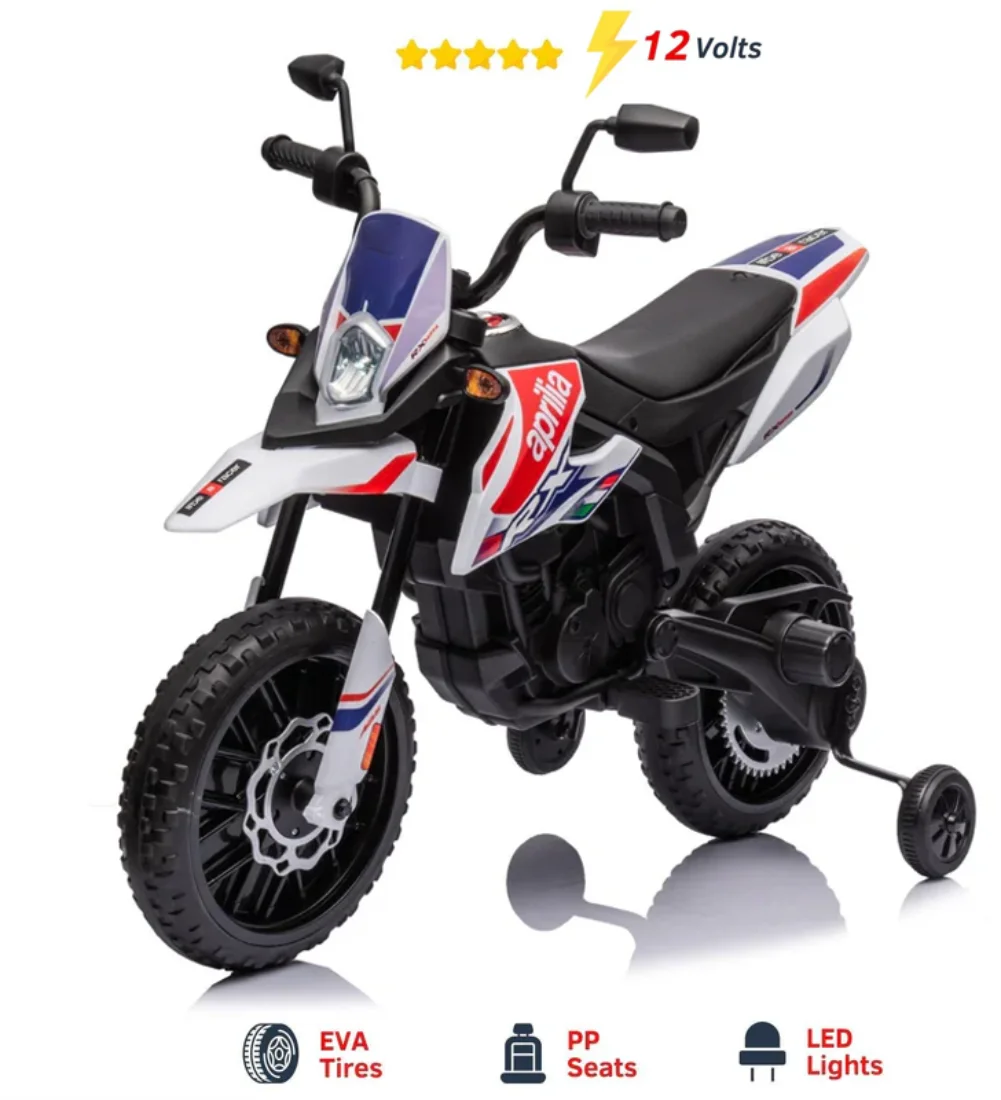 12V Aprilia Motorcycle for Kids,Electric Ride on Motorbike for Toddlers,RX125 Motorcycle Bike for 3+ Years Old