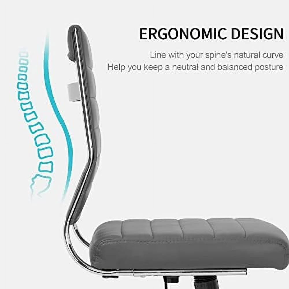 JYHOME Armless Office Chair  Leather Modern Desk Chair Swivel Task Chair  Small Conference Room Chairs Ribbed Computer Chair Without Arms.