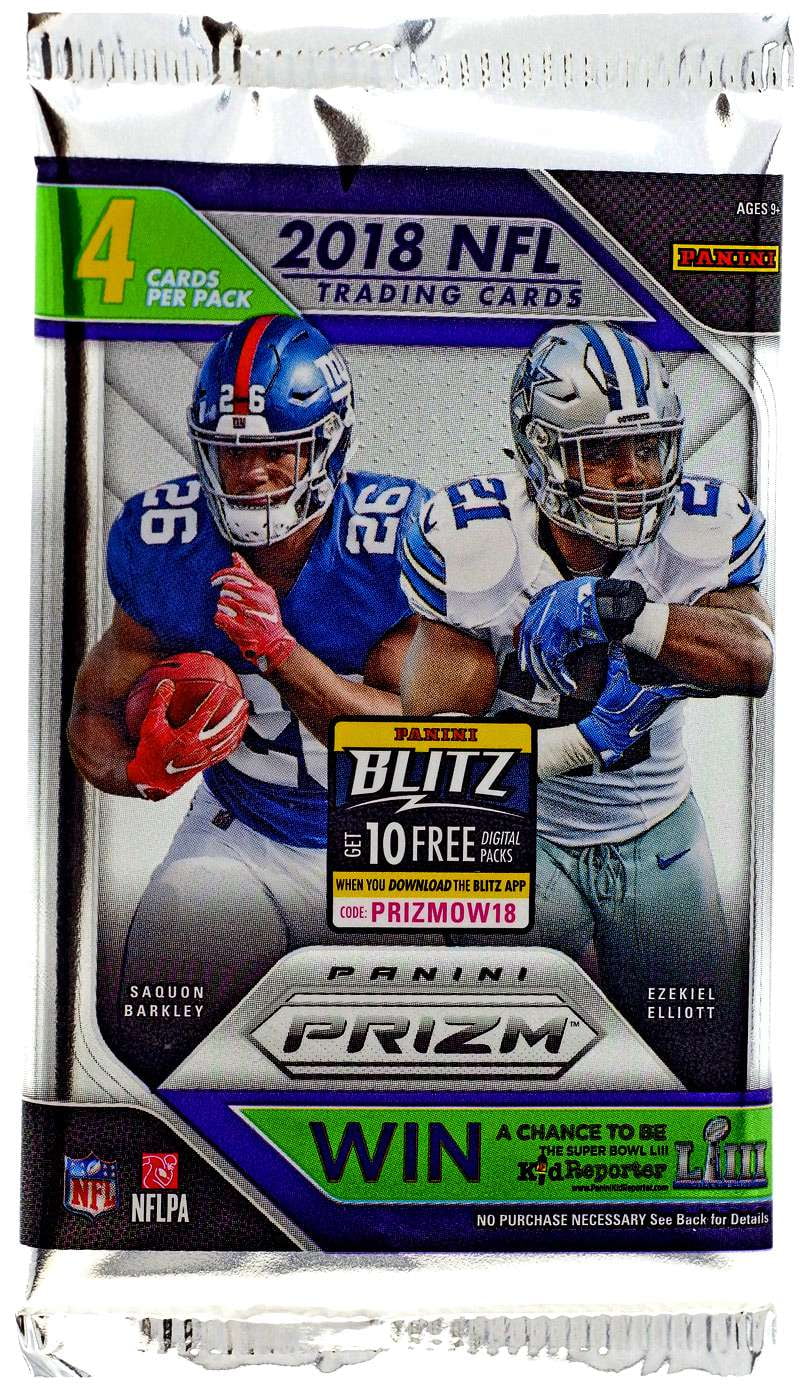 NFL Panini 2018 Prizm Football Trading Card BLASTER Pack (4 Cards)