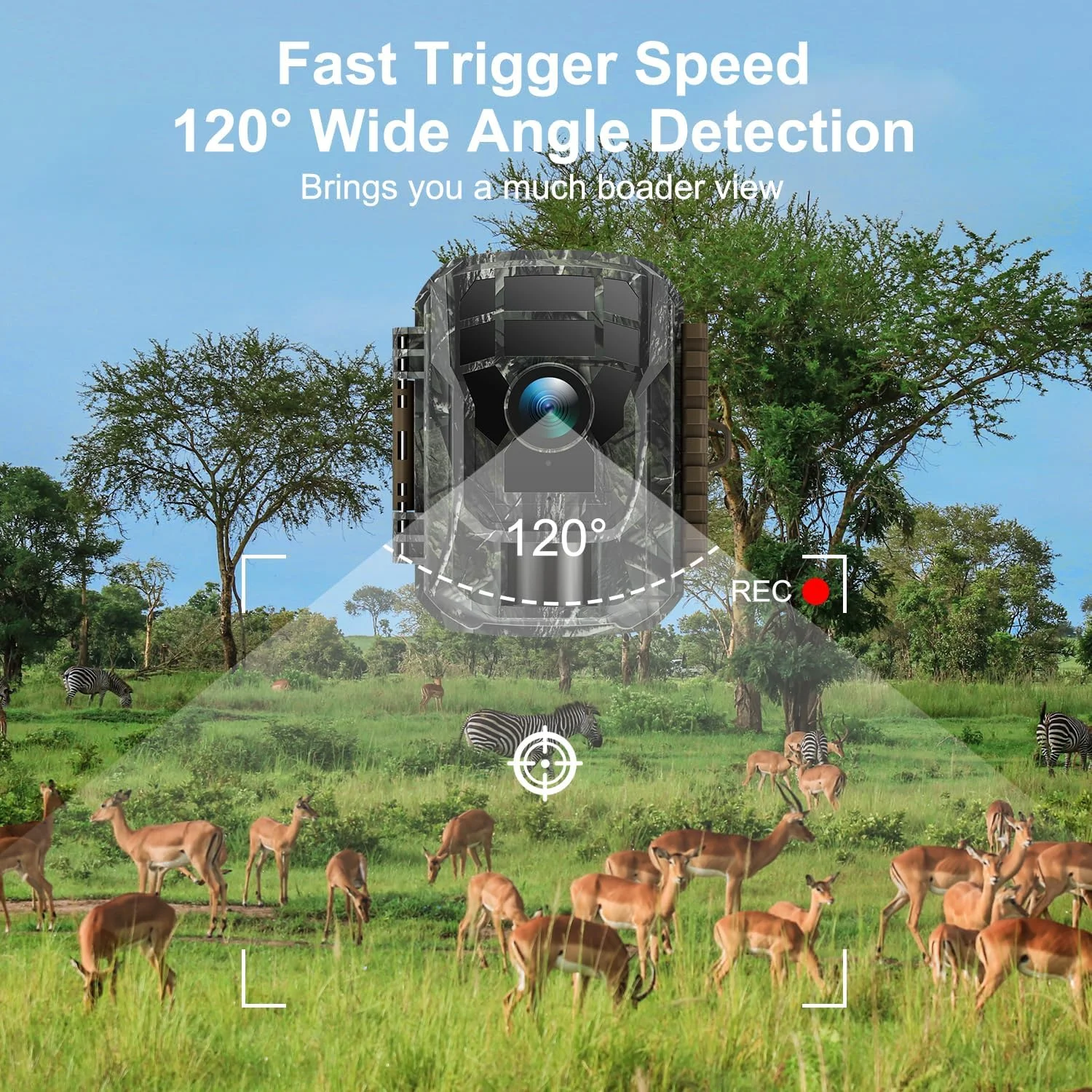 CAMPARK Trail Camera with SD Card 24MP 1080P Game Hunting Deer Camera Night Vision Motion Activated