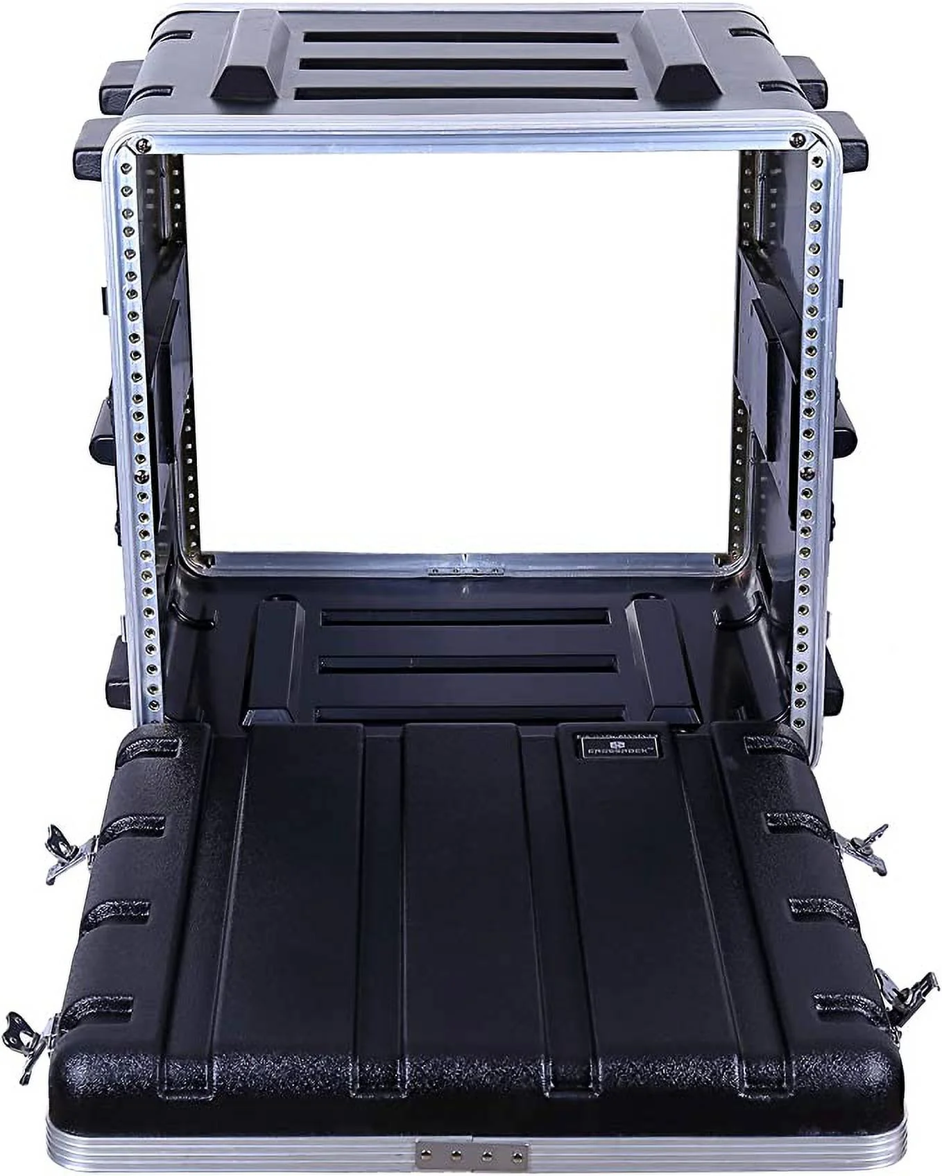 Crossrock Stackable 10U Rack Case, Standard 19.25” Depth, Polyethylene Hard-Shell Construction with Heavy Duty Hardware-Black