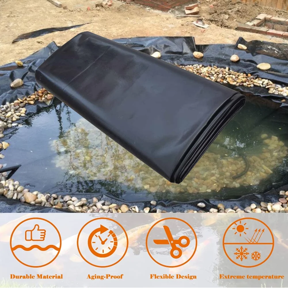 INTBUYING 20'x30' Fish Pond Liner Elasticity HDPE Black Thickness 12mil