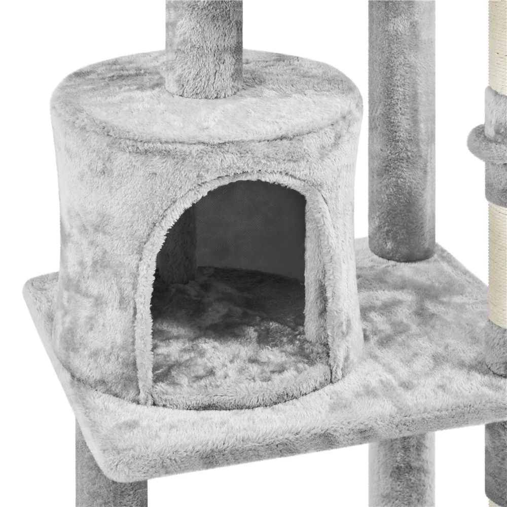 Yaheetech 57'' Deluxe Multi Level Cat Tower,Light Gray