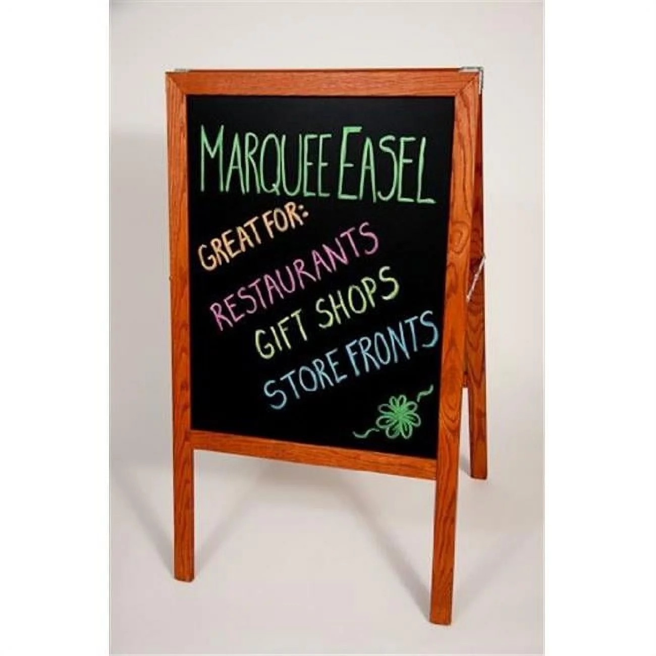 Crestline 312-BBA Marquee Easel - Stained Hardwood, Two Black Chalkboards