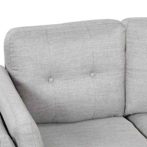 DremFaryoyo 97.2” Modern Linen Fabric Sofa  L-Shape Couch with Chaise Lounge Sectional Sofa with one Lumbar Pad Gray