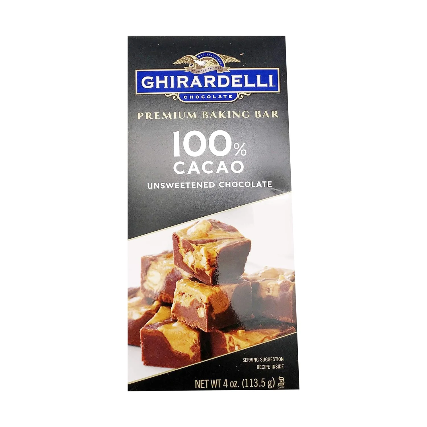 GHIRARDELLI Premium 100% Cacao Unsweetened Chocolate Baking Bar, 4 OZ Bar (Pack Of 6)