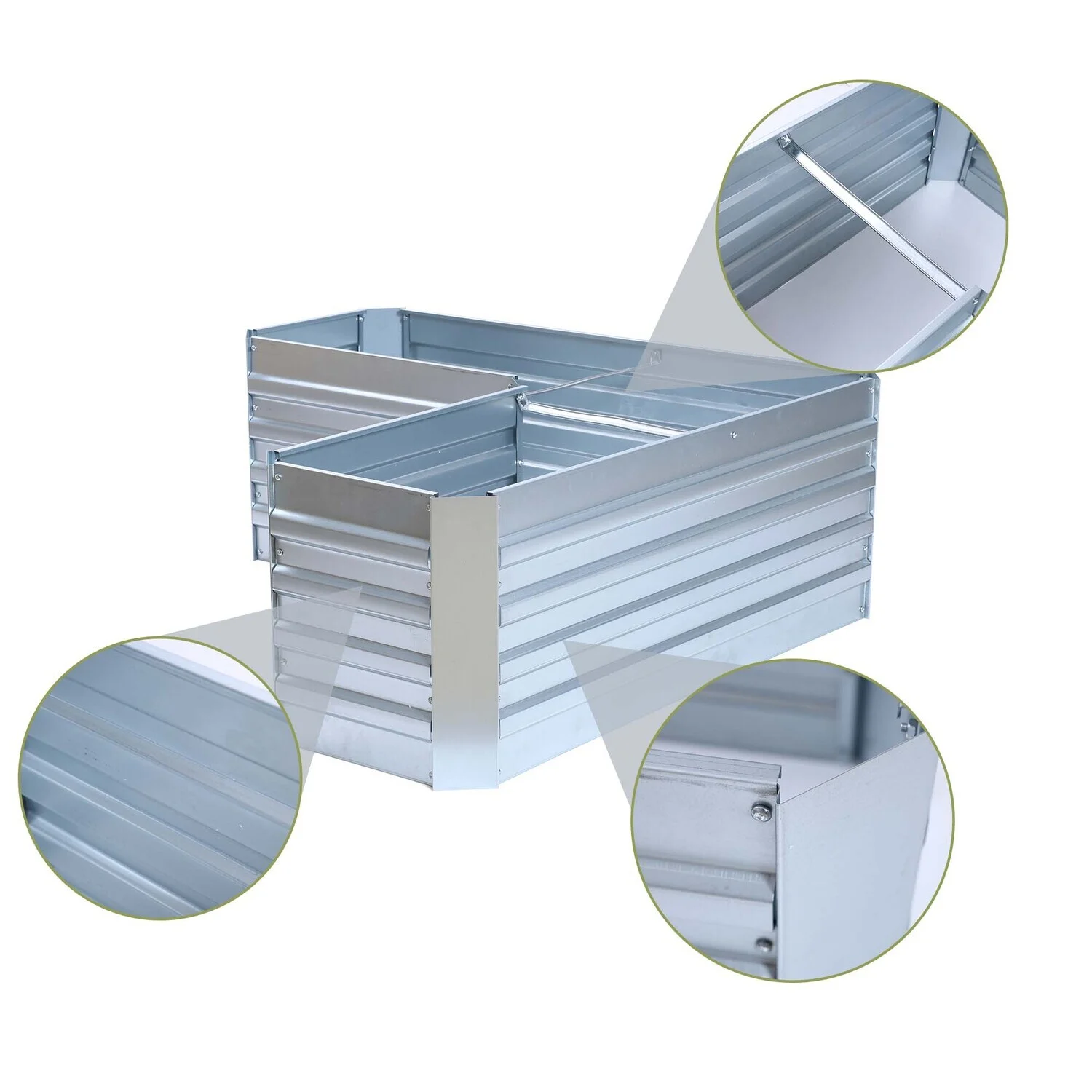 HomeStock Modern Muse L-Shaped Galvanized Metal Raised Garden Bed