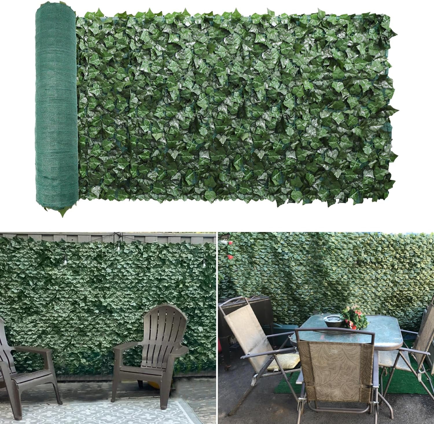 Sunrise 4' X 8' Faux Leaf Privacy Fence Screen With Mesh Back Artificial Leaves Hedge Fence Covering Wall Decoration Panels For Garden Backyard Porch Indoor Outdoor (8 PCS)
