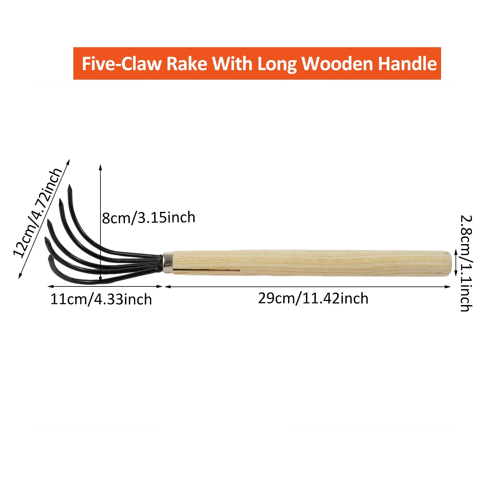 Nebublu Garden Hand Rake Tool, 5,Claw Cultivator for Effective Soil Loosening and Weeding