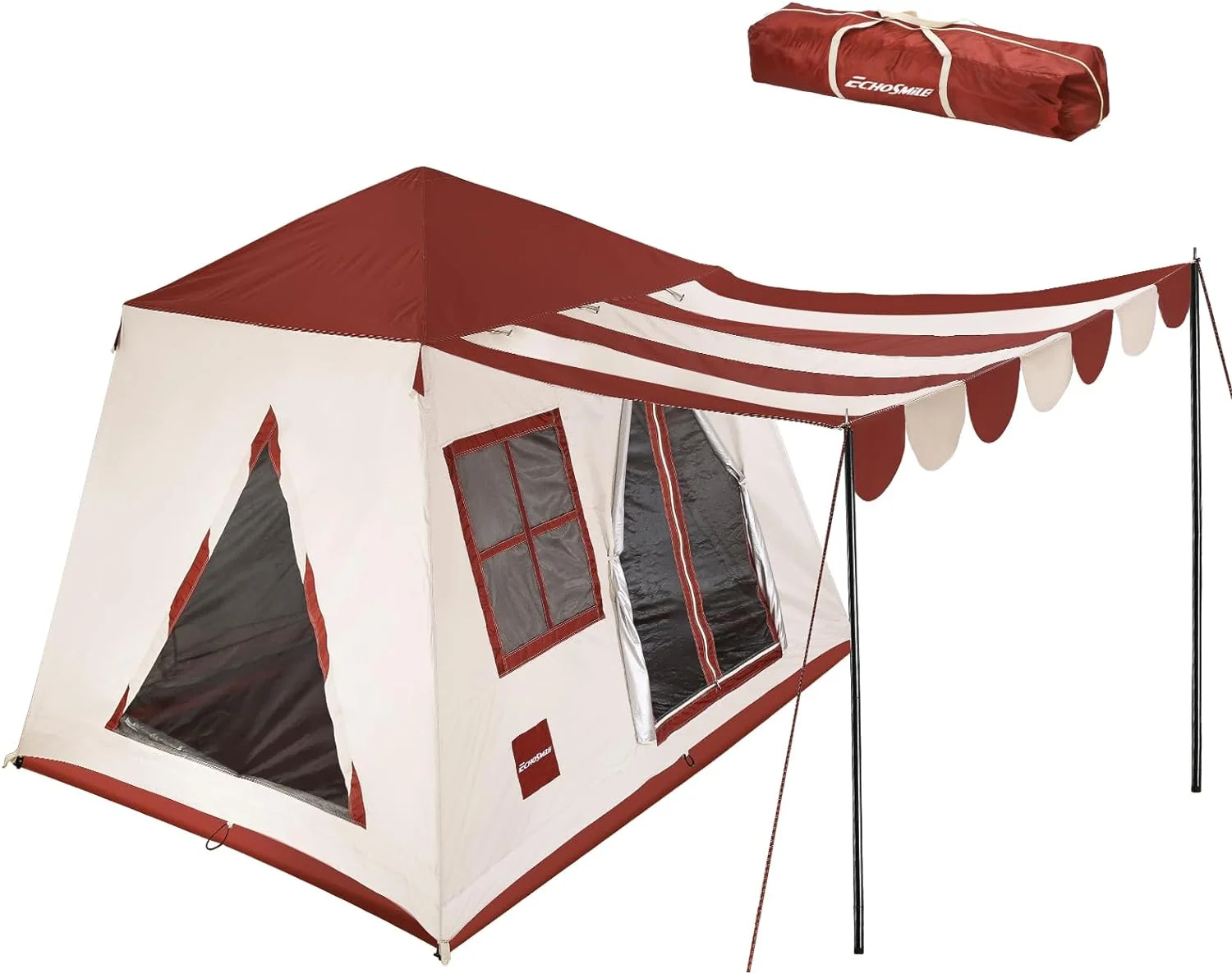 YUMIAO Camping Tent with Vestibule, 4/5/6 Person Instant Cabin Tent, Water Resistant Glamping Tent, Easy Setup for Trekking Hiking Outdoor, Ultralight Tent with Carry Bag Red Stripped Tent