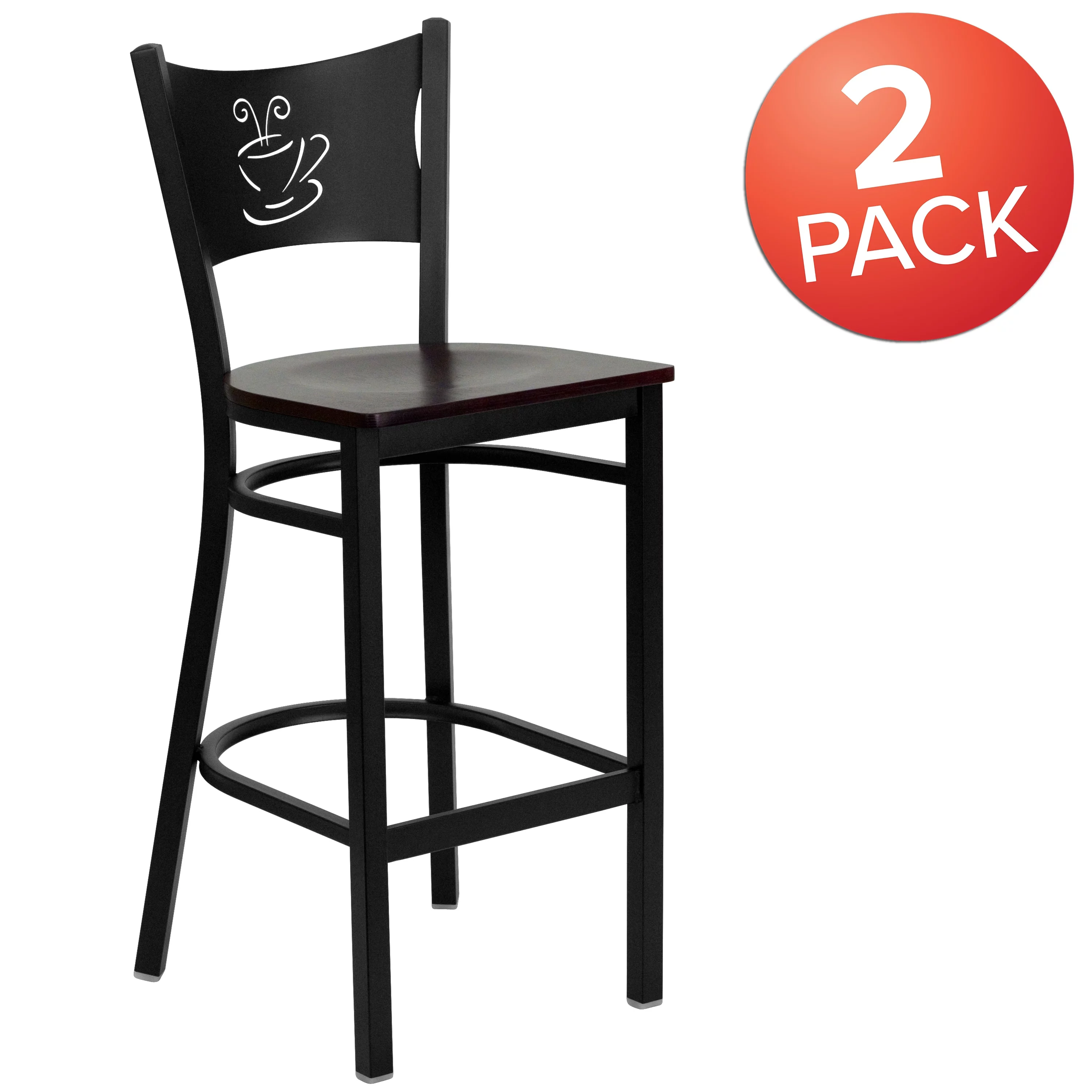 Flash Furniture 2 Pk. Coffee Back Metal Restaurant Barstool - 18.25