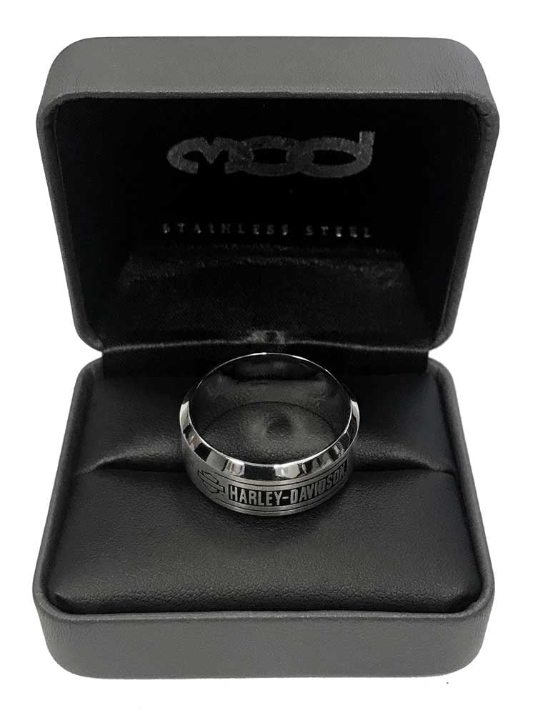 Harley-Davidson Men's H-D Bar Script Stainless Steel Band Ring, HSR0026 (10), Harley Davidson