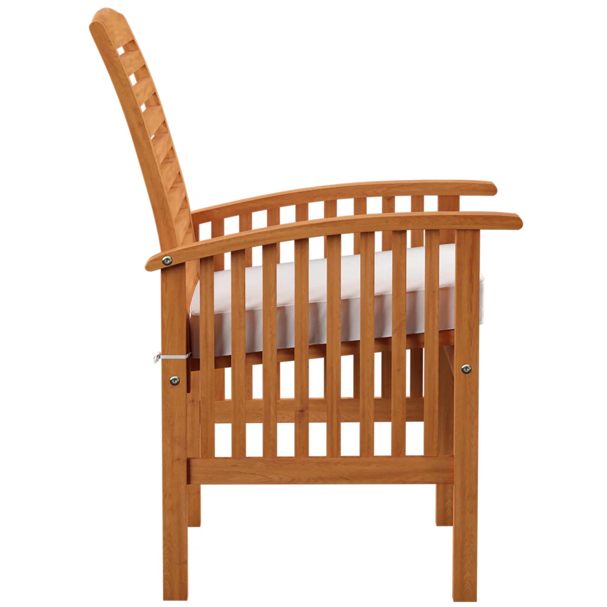 Wood Patio Chairs in Brown with Cushion - Set of 2