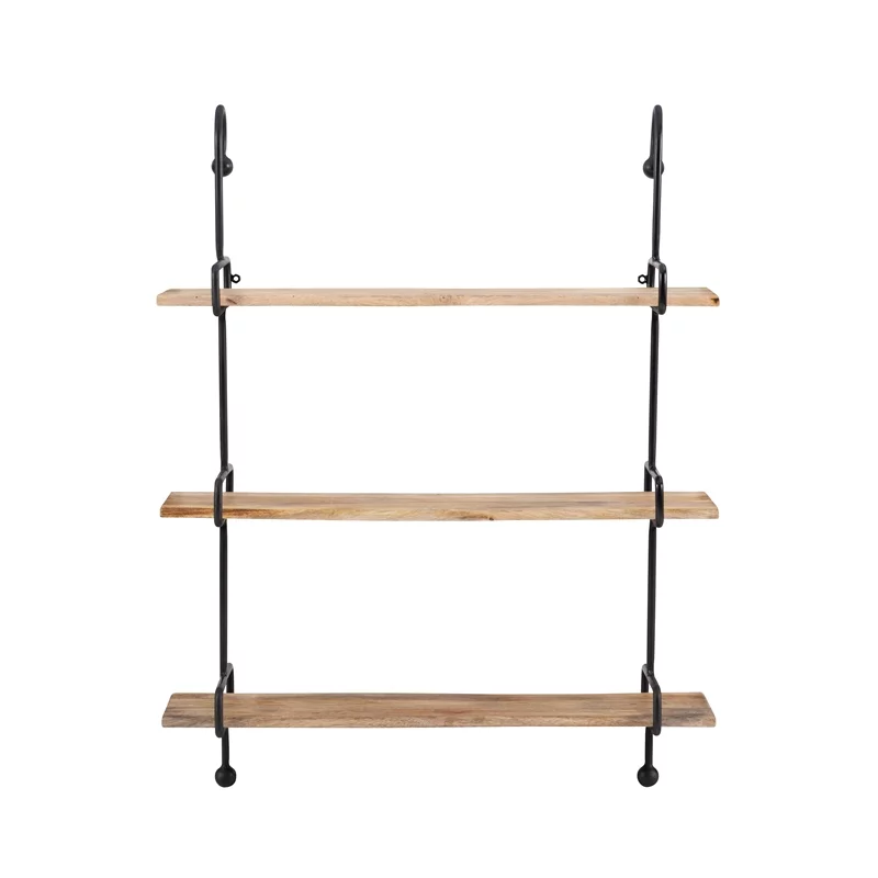 Linon Chrisley Metal Wall Shelves in Black
