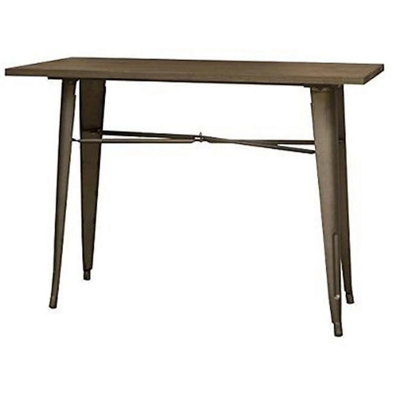 AmeriHome Rectangle Wood Top Bar Table with Rustic Gunmetal Finish Legs, Seating Capacity 4